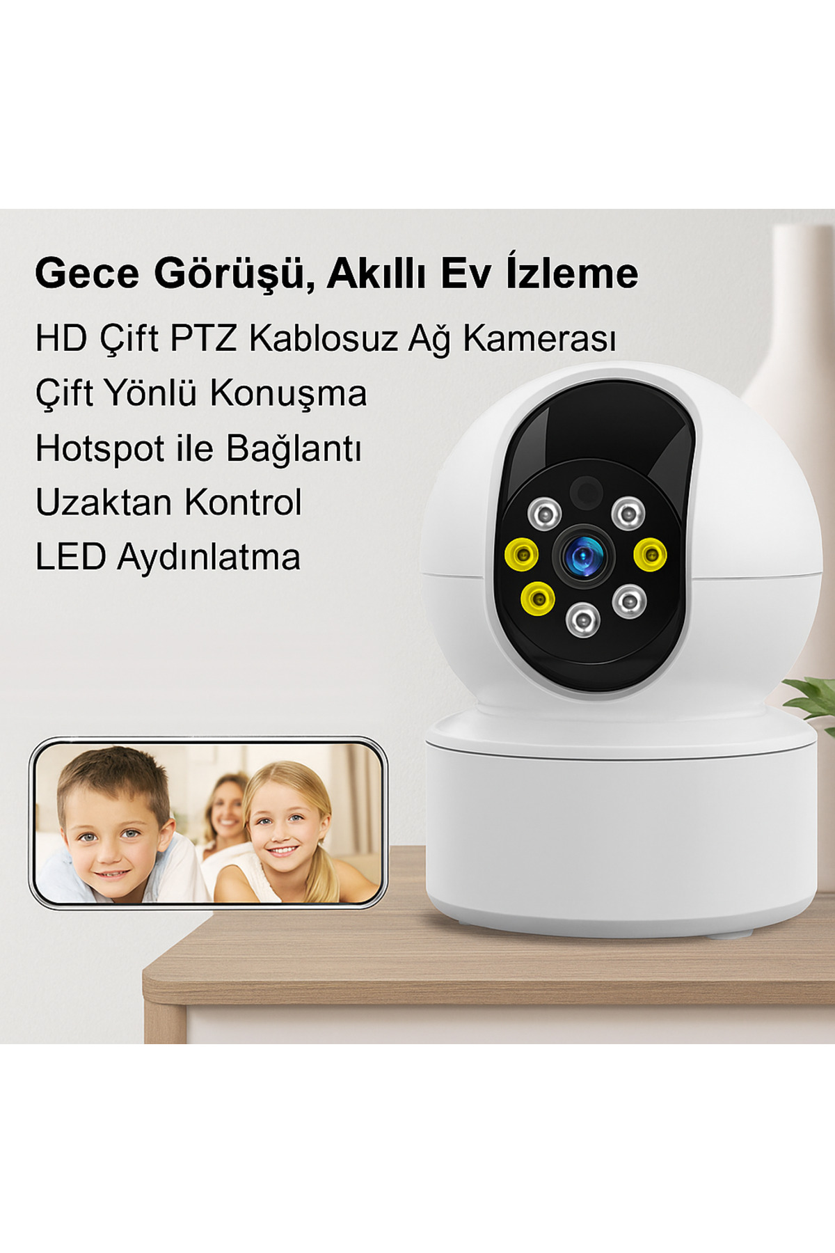 BLUE İNTER 5G Destekli Akıllı Güvenlik Kamerası 360° Döner, Gece Görüşlü, Çift Yönlü Konuşma-CMR-23 fotoğrafı 3 (önizleme)