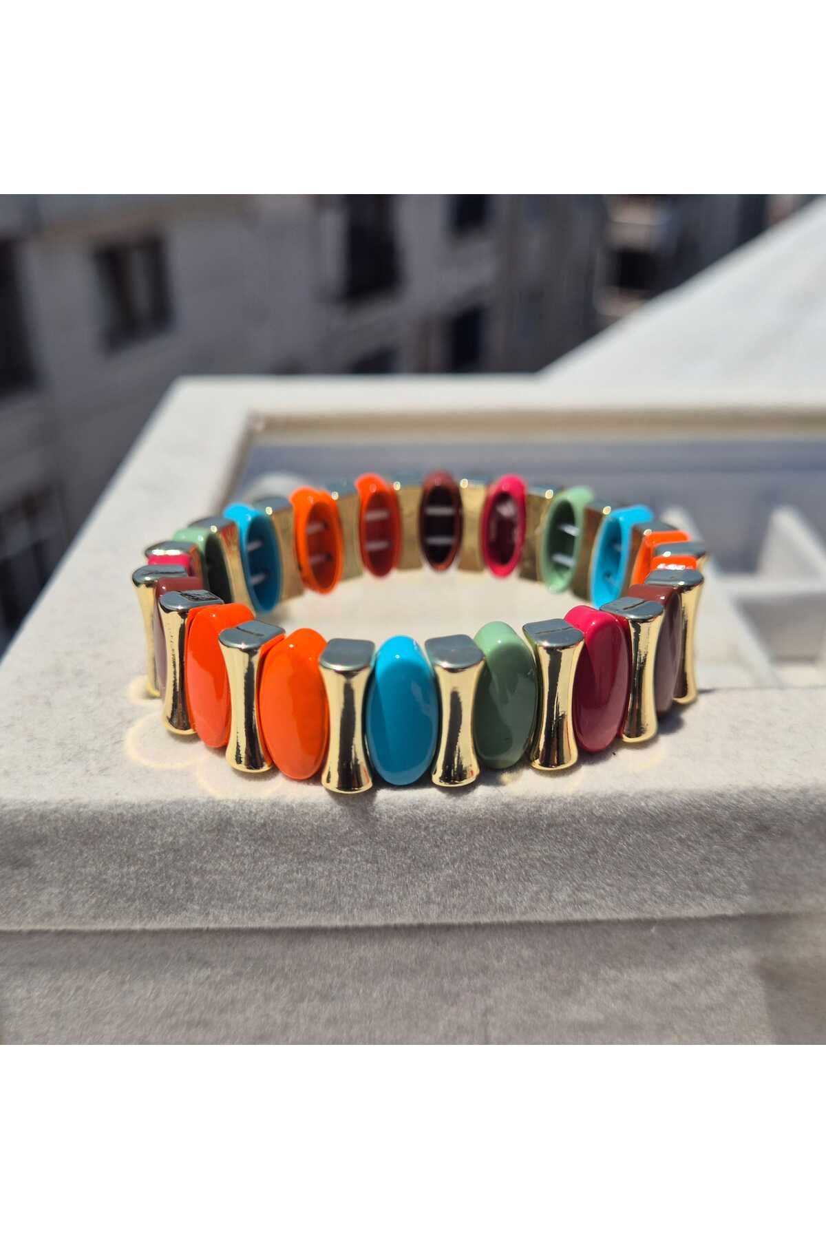 gamze jewellery Renkli Seramik Kaplama Lastikli Bileklik