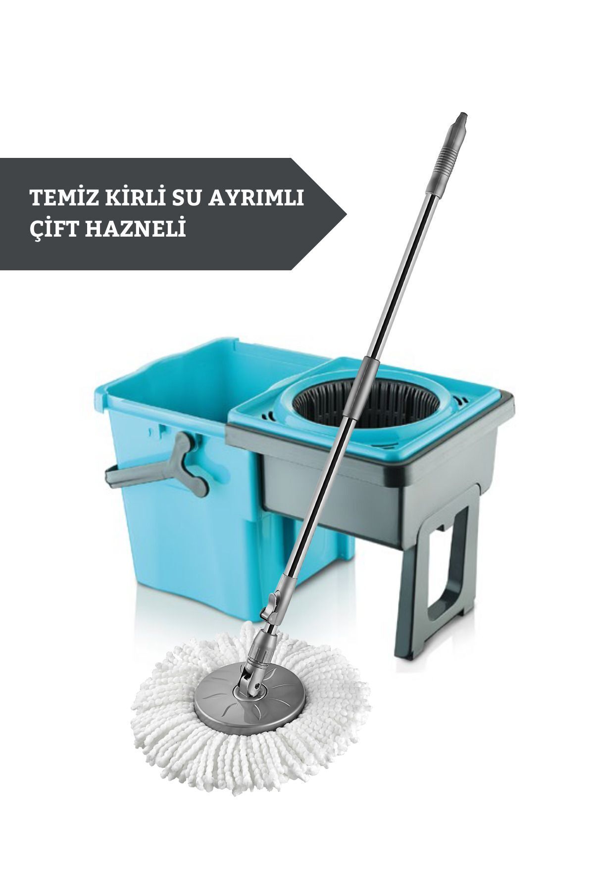 StarLoft Pratik Açılır Kapanır Döner Başlık Temizlik Seti - Paspas Mop Seti 9 Lt ( 1 Yıl Garantili )