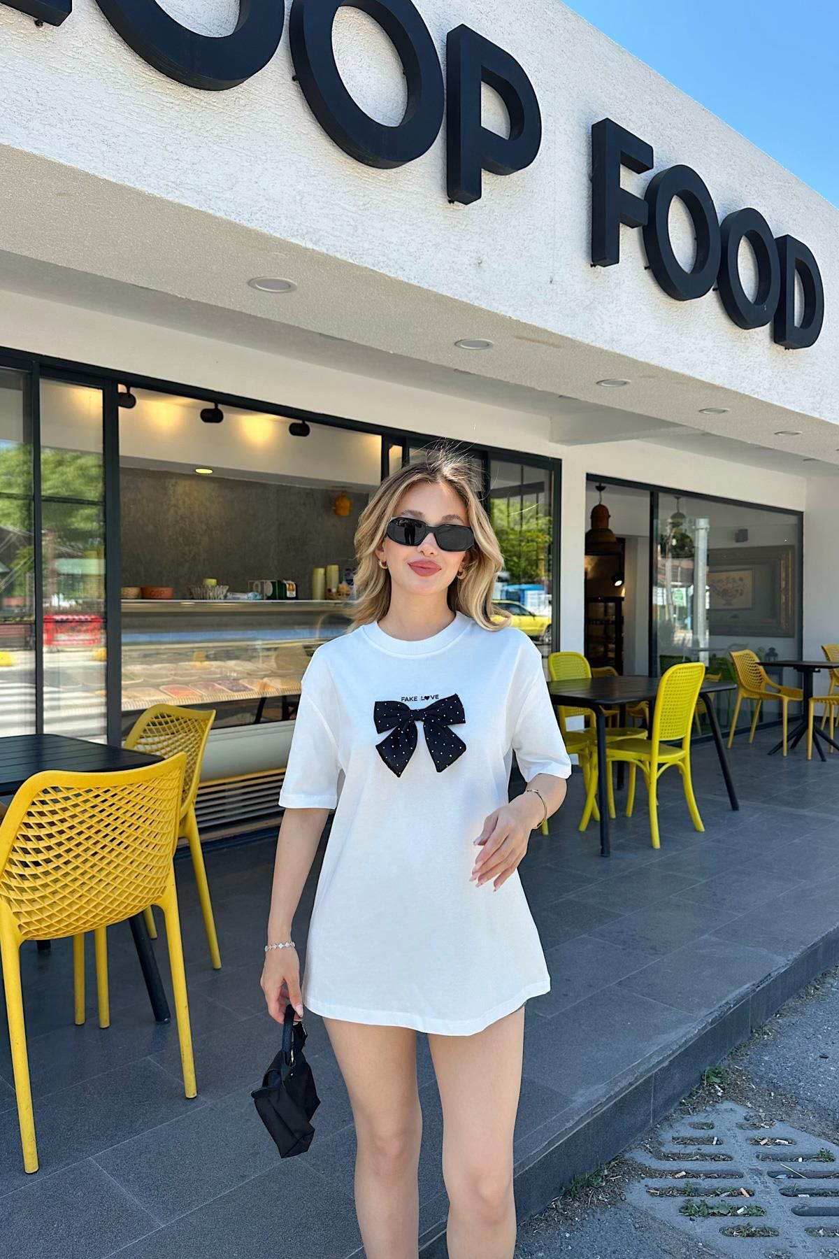 mylove Ribbon Shine Tshirt Beyaz