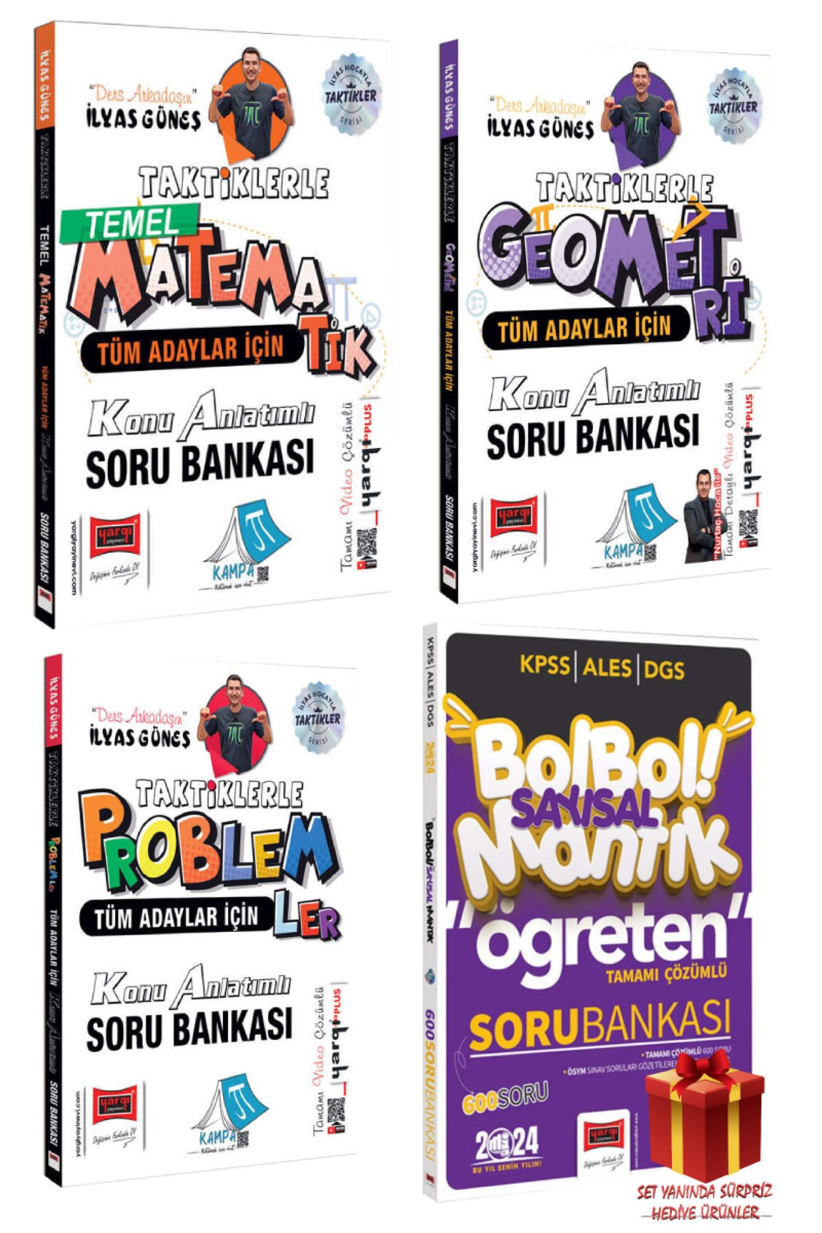 Yargı Yayınları 2025 Yargı İlyas Güneş Taktiklerle Matematik Soru Bankası+Geometri SB+Problemler SB+Mantık SB