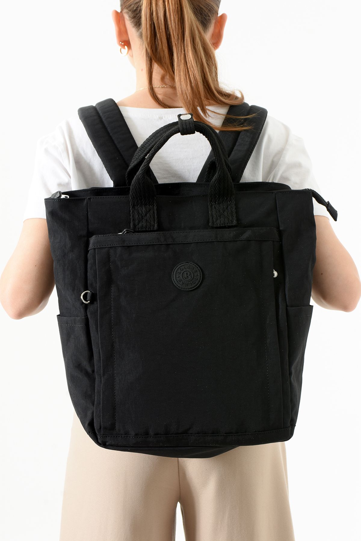 Just Polo Unisex Su geçirmez ithal krinkıl Kumaş Laptop Bölmeli Okul İş ve Seyahat Sırt ve El Çantası