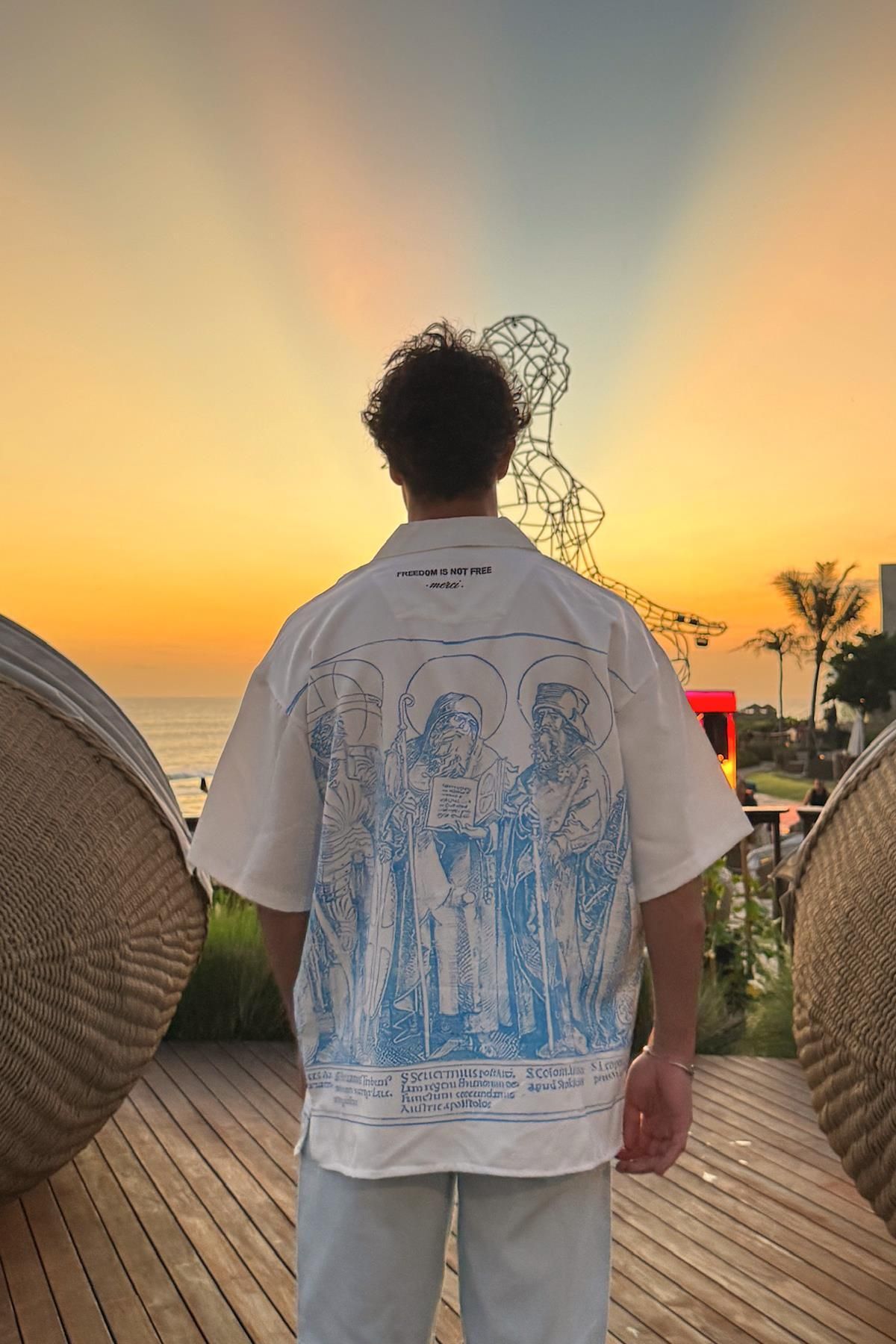 Flaw Wear Byzantium Spirit Beyaz Oversize Kısa Kol Gömlek