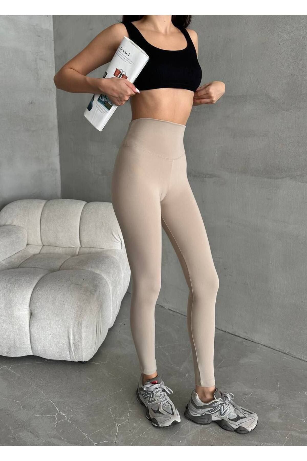 nunashop Toparlayıcı Etkili Kadın Günlük Ve Spor Tayt Yüksek Bel