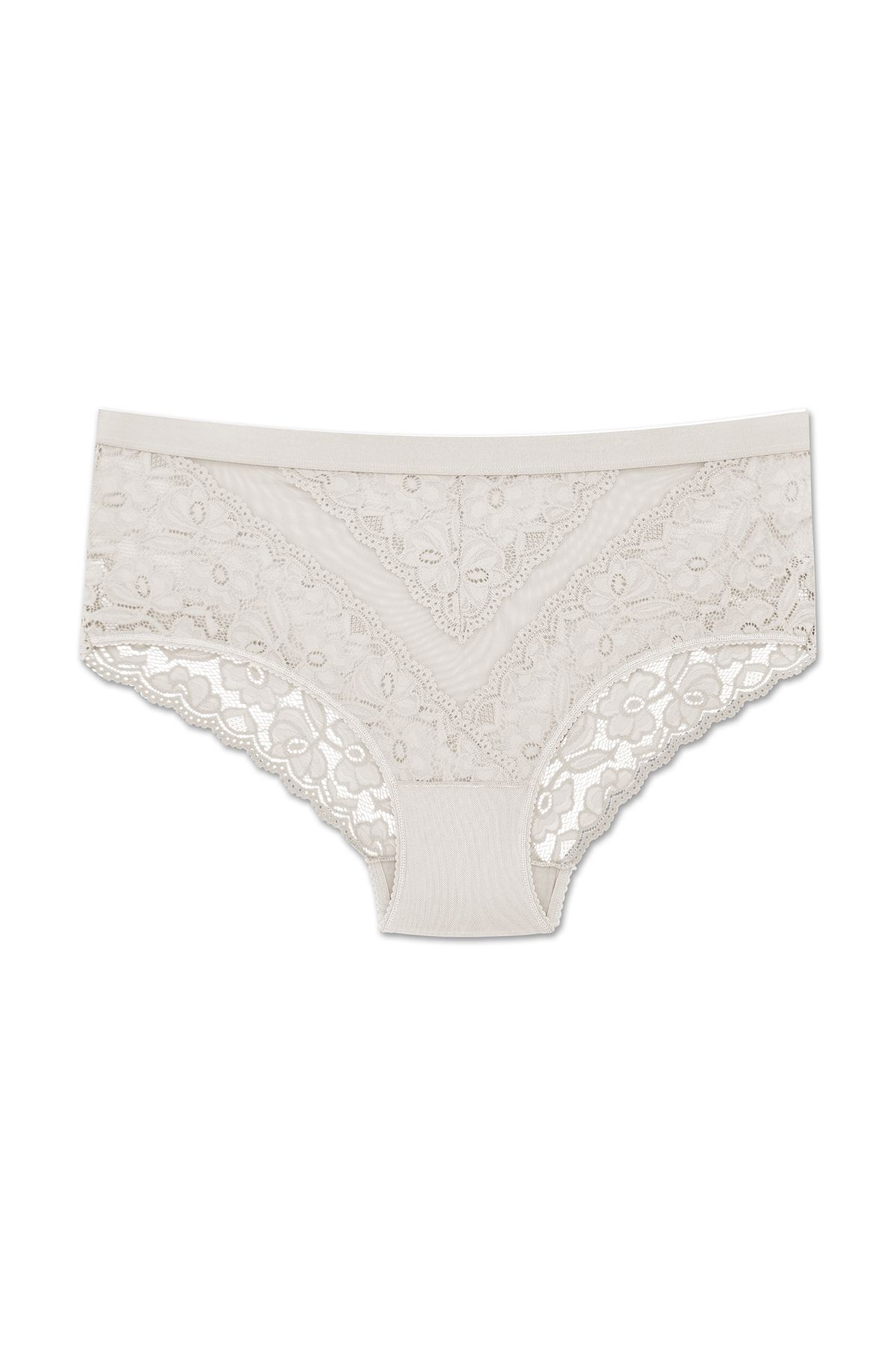 ZENA UNDERWEAR Dantelli Tül Detaylı Lastikli Yüksek Bel Büyük Beden Kadın Külot