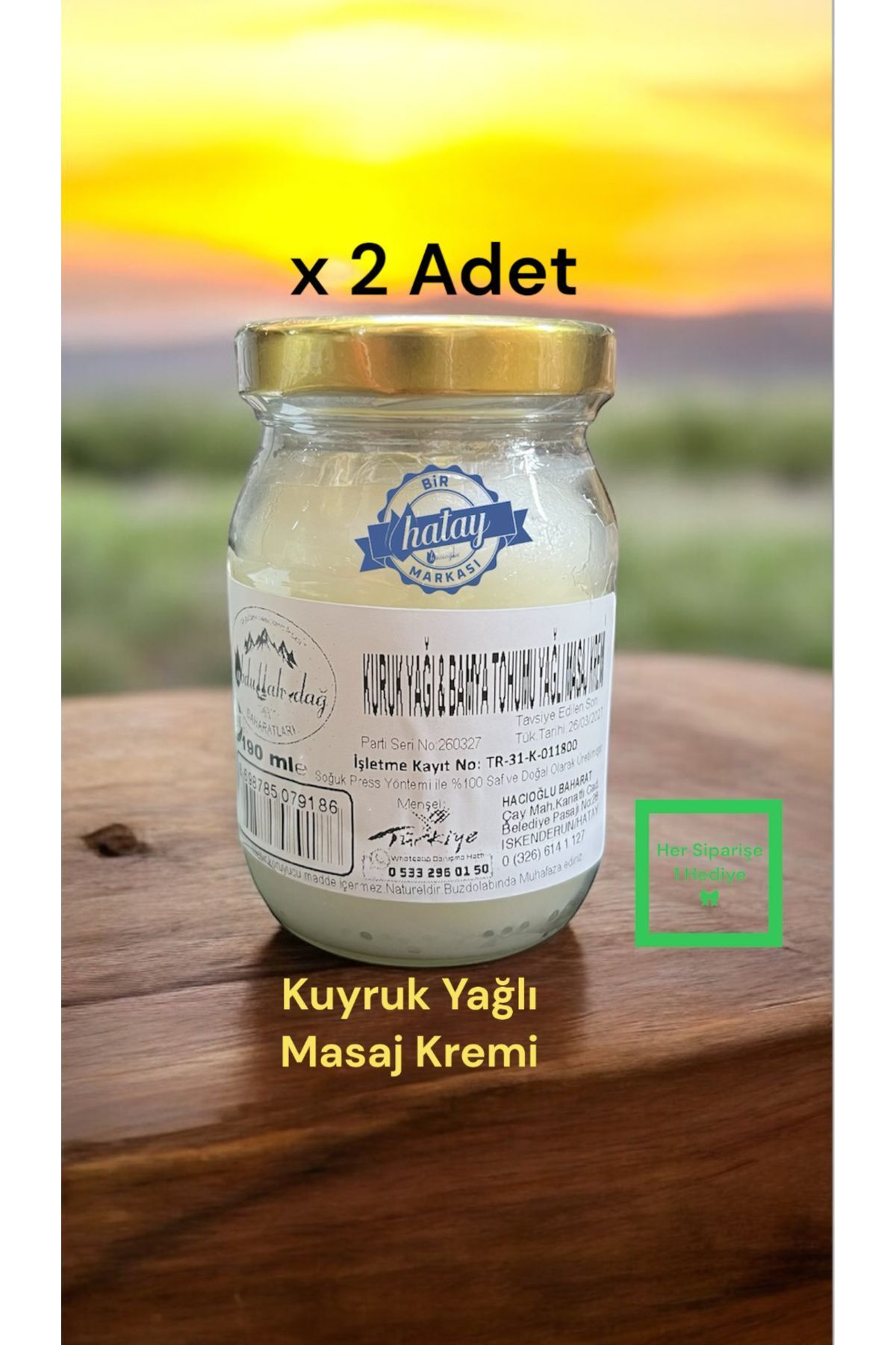 Elioure Naneli Hatay Yöresinden Doğal Kuyruk Yağlı Bamya Tohumlu Masaj Kremi 190 ml x 2’li TR