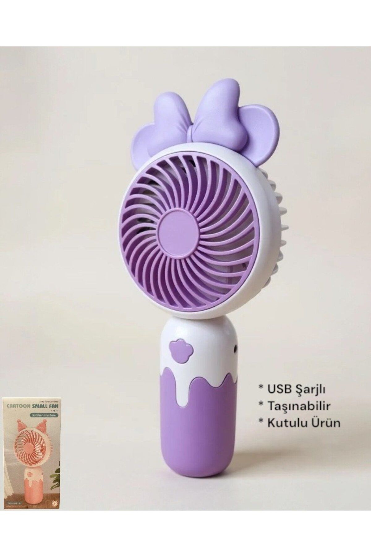 Brokoli Home Cartoon USB Şarjlı El Fanı I Mini Taşınabilir Fan I Yaz Serinleticisi I Vantilatör I Taşınabilir Fa