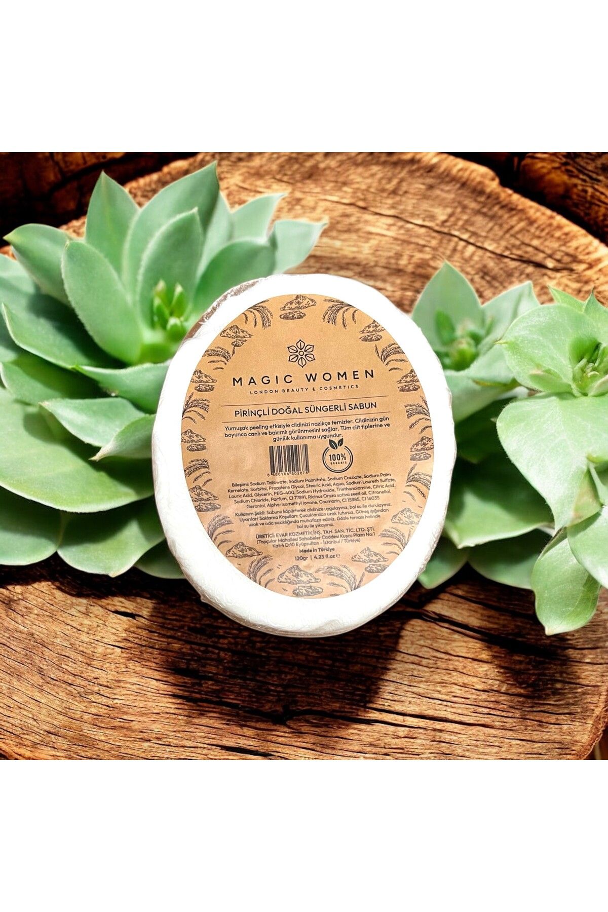 MAGİC WOMEN %100 Bitkisel Pirinç Özlü Süngerli Peeling Sabunu – 120 g