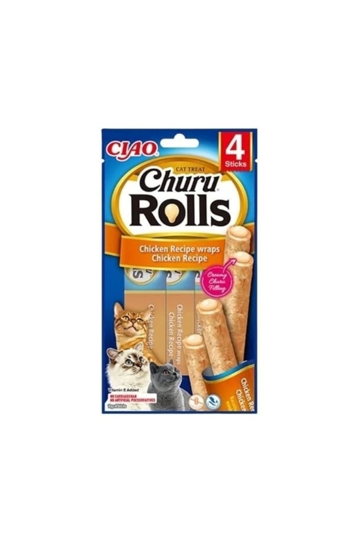 Generic Inaba Ciao Churu Rolls Sticks Tavuk Sargılı Kedi Ödül Maması 10 Gr 4 Adet