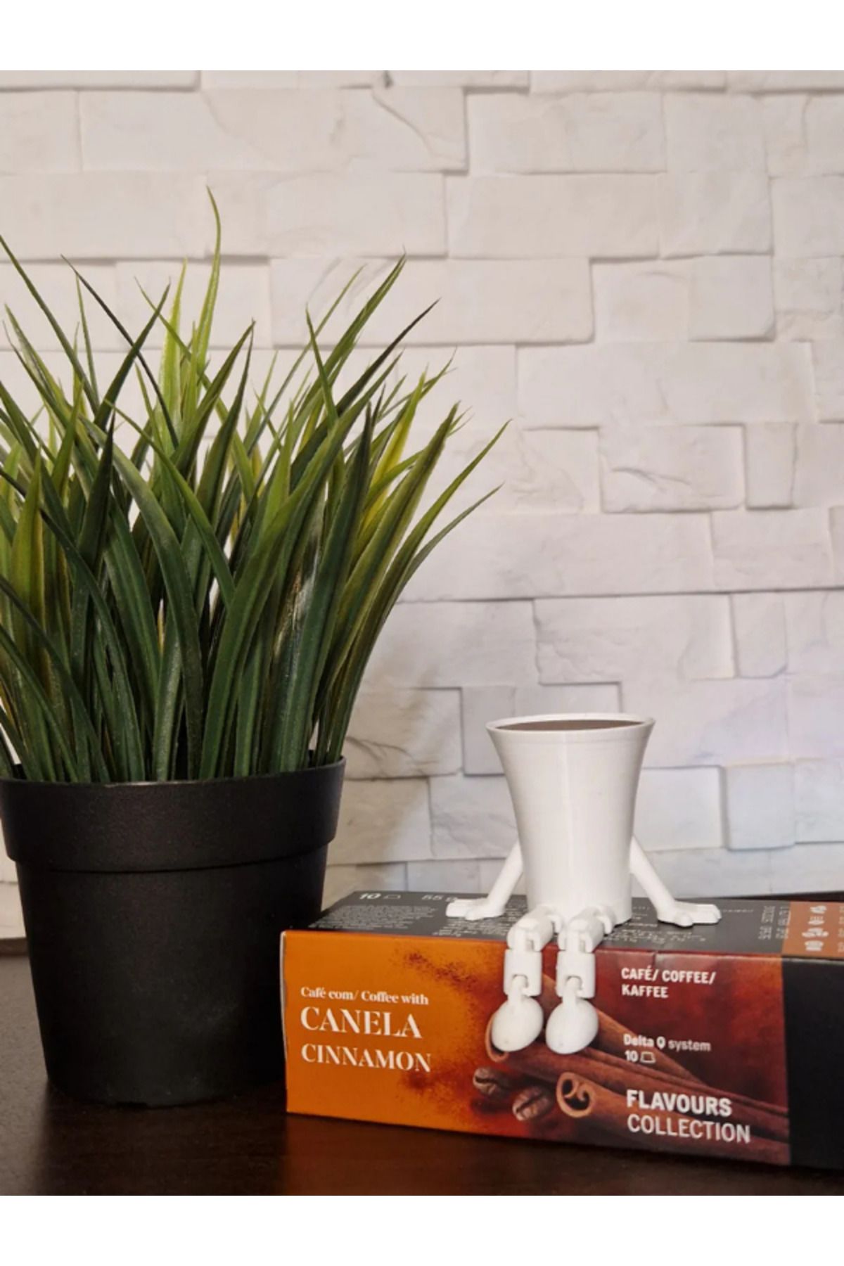 DEKORANLA Beyaz Coffee Buddy Eklemli Şık ve Kullanışlı Kahve Kasesi