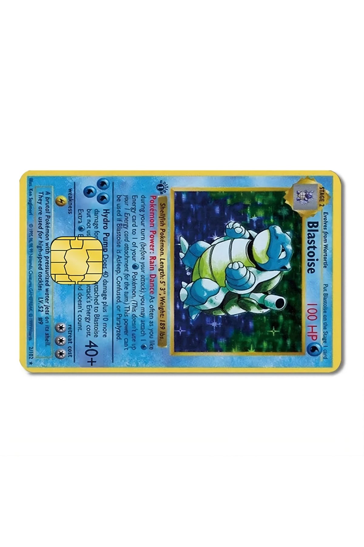 yoyadizayn Pokemon Blastoise Kredi Kartı Kaplama Akbil, Metro Kartı, Öğrenci Kartı Kaplama Sticker Küçük Çip