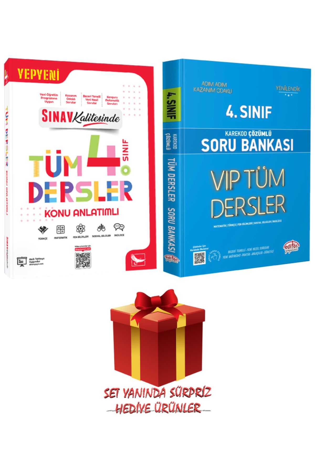 Sınav Yayınları 4. Sınıf Tüm Dersler Konu Anlatımlı+Editör Yayınları Karekod Çözümlü Soru Bankası+Hediye