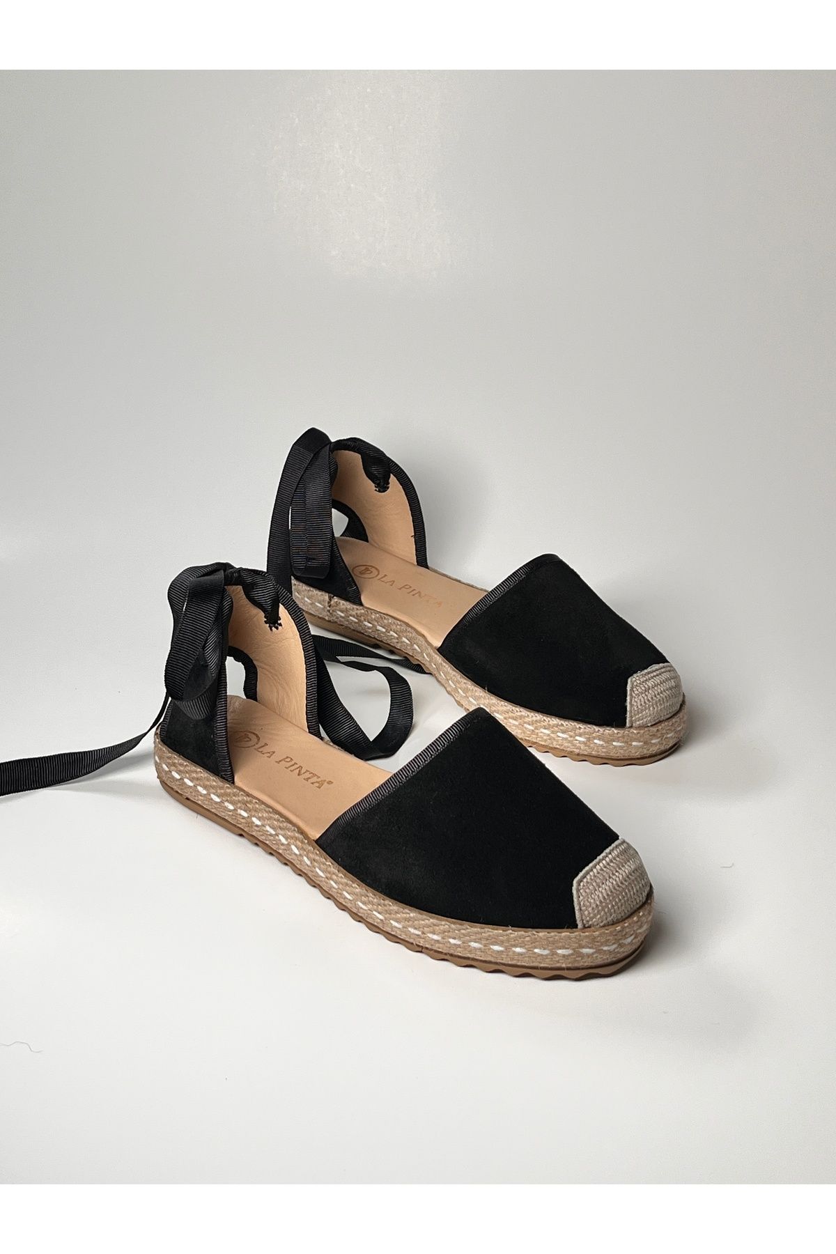 futsi shoes Siyah Bilekten Bağlamalı Kadın Espadril Ayakkabı