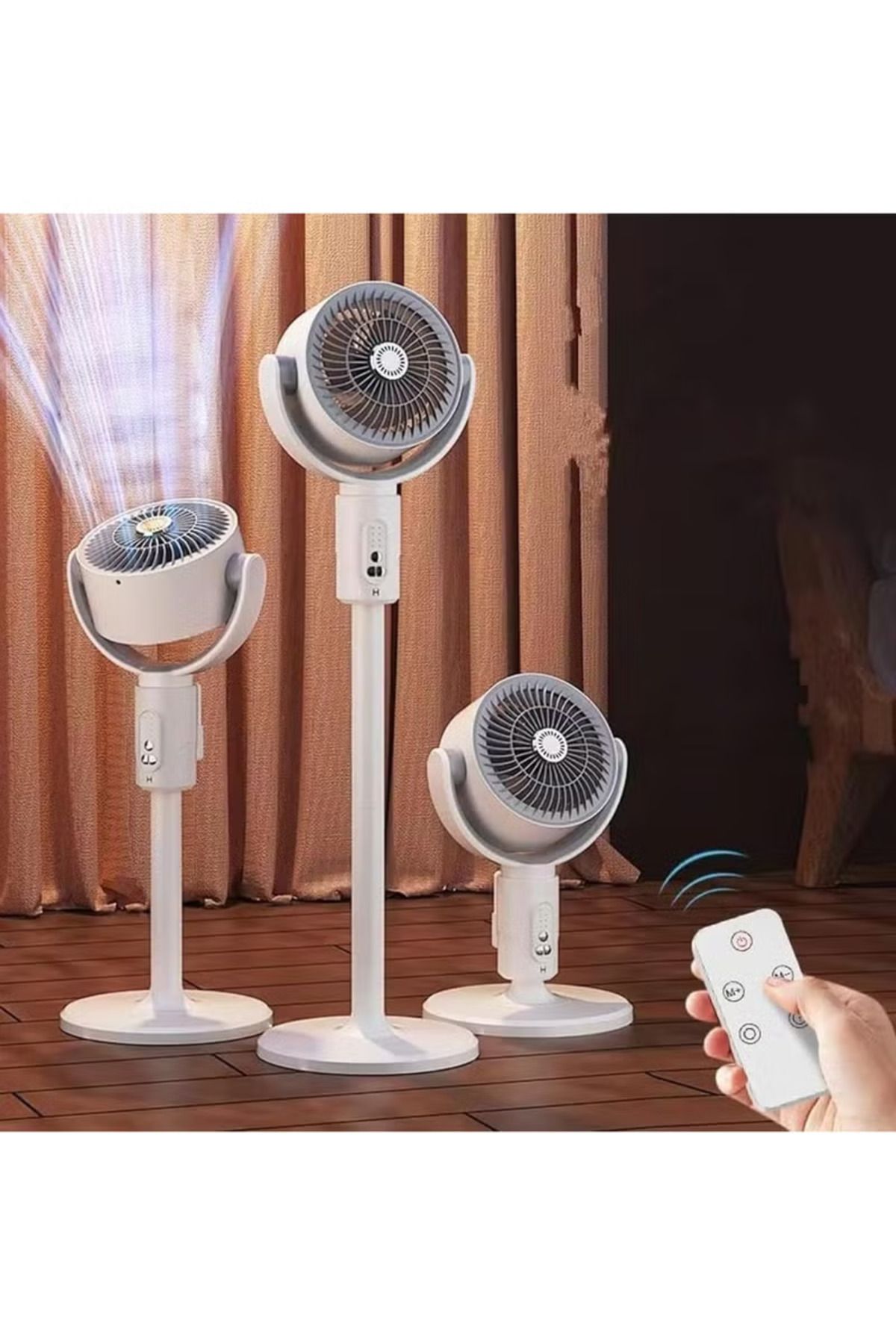 Denx-Portable Oscillating Fan with Remote Control, Timer, Fine Mist, 5 Speeds, Foldable DX2607 5