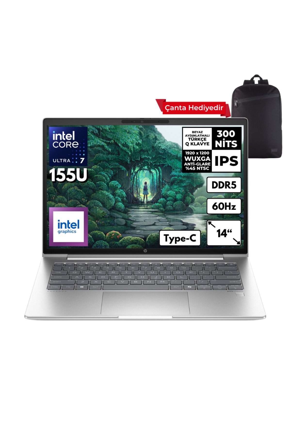HP ProBook 440 G11 Ultra 7-155U 16GB 2 TBSSD 14" WUXGA Windows 11 Pro + Sırt Çantası A22YSEAMF22