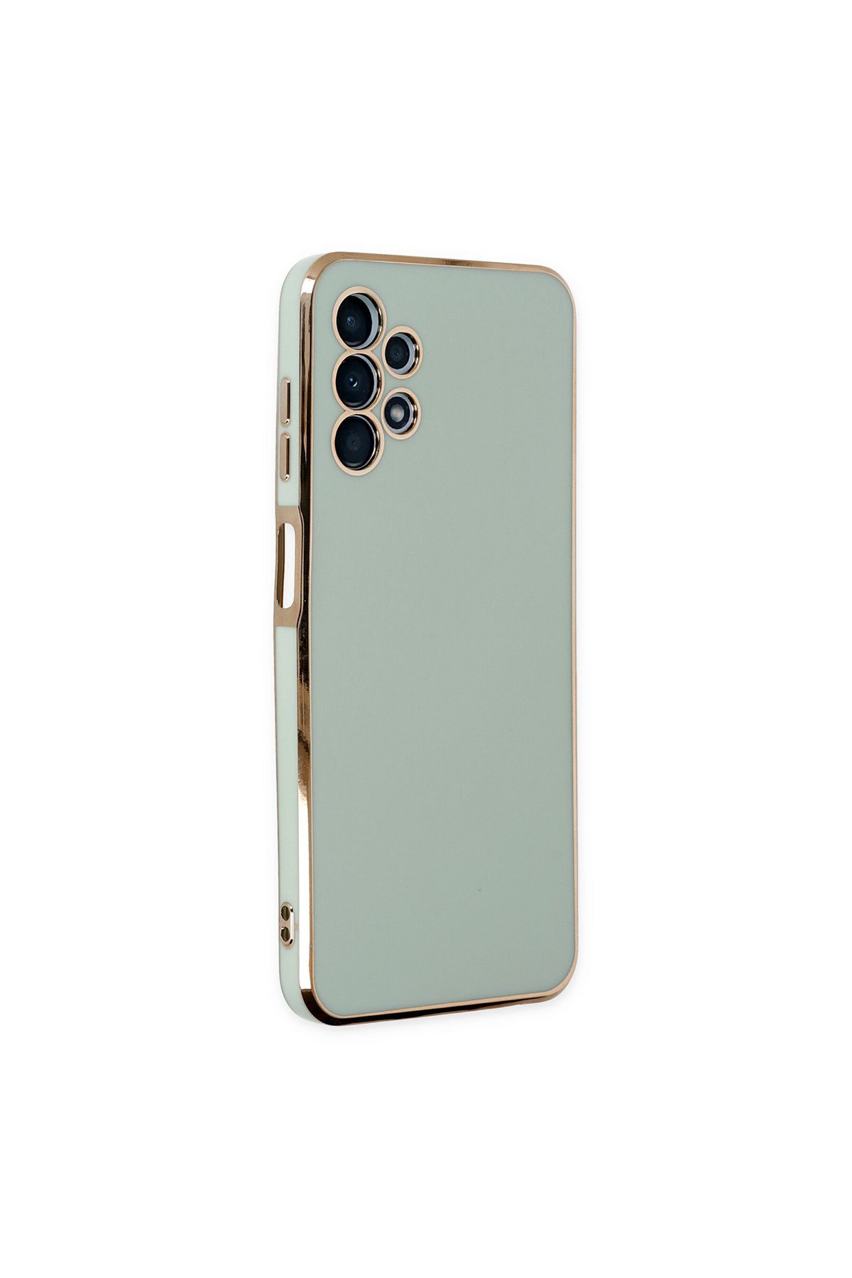 Merwish Galaxy A13 Ve A23 Uyumlu Lazer Kesim Gold Çerçeve Yeşil Kapak Kılıf