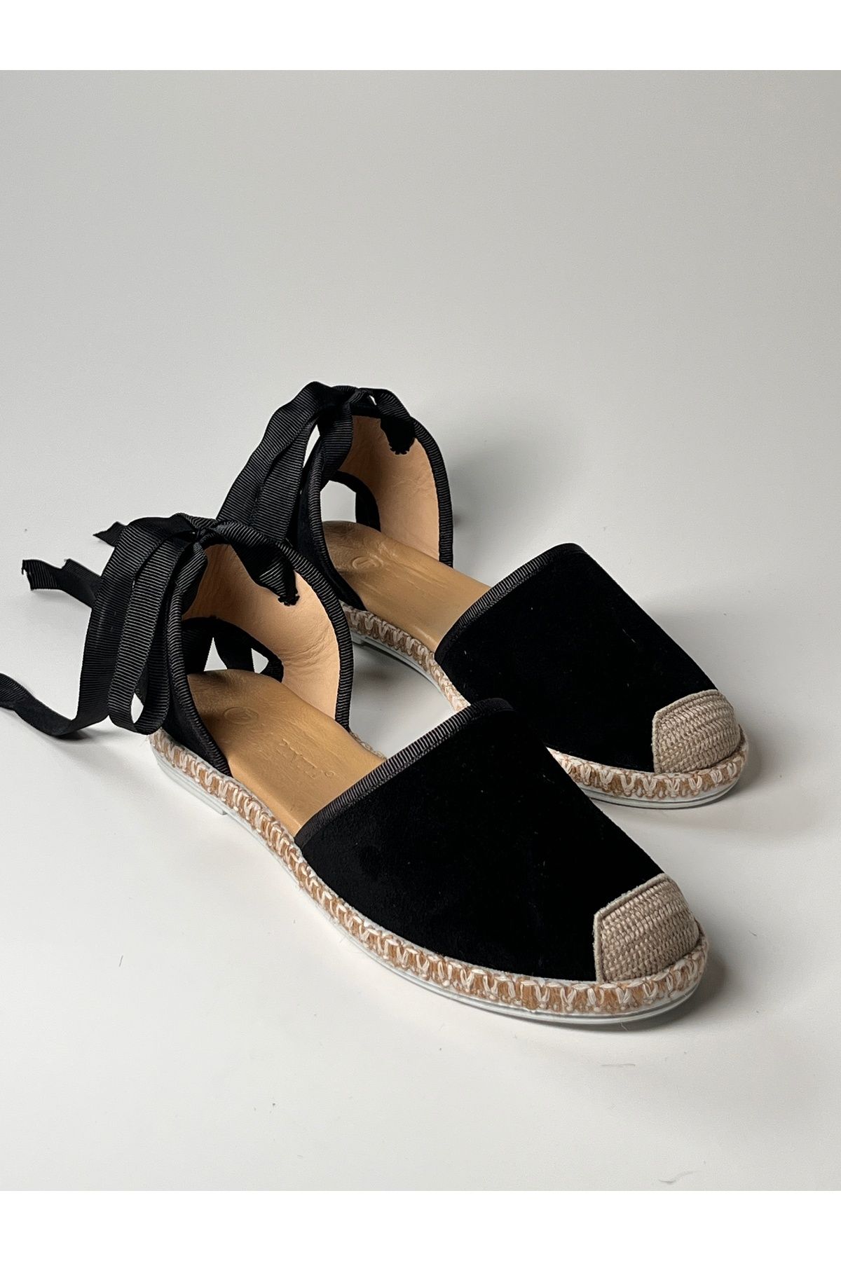 futsi shoes Siyah Bilekten Bağlamalı Kadın Espadril Ayakkabı