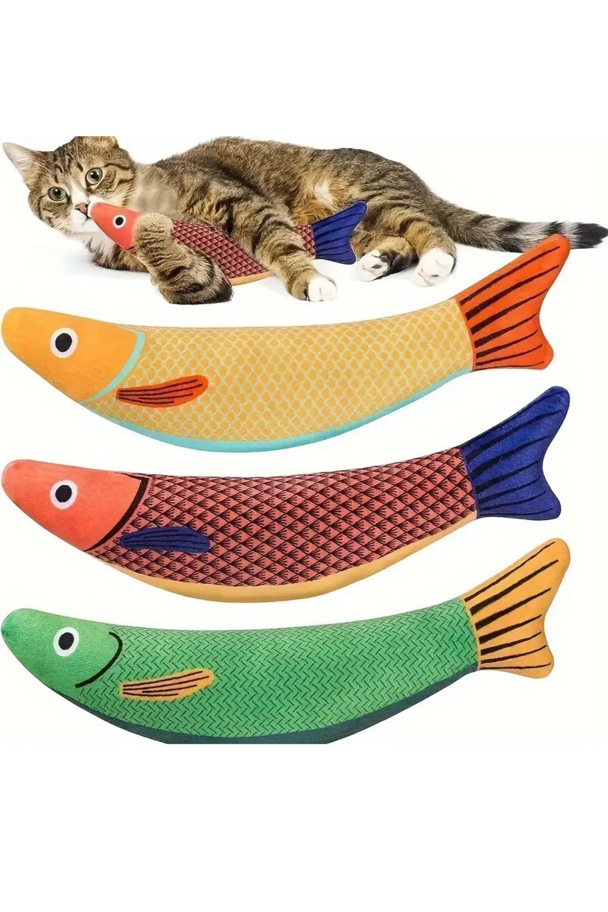 HOME ALL Dayanıklı Polyester Balık Şeklinde Kedi Oyuncağı, Kediler İçin Oyun ve Diş Egzersizi