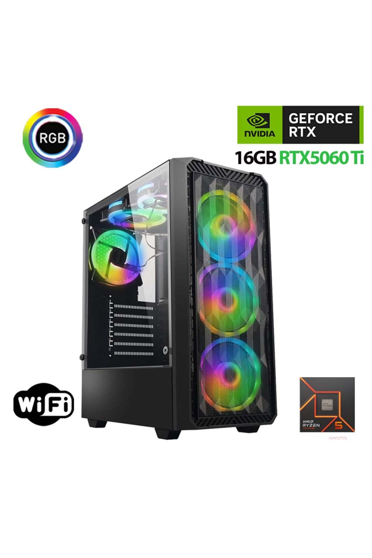 XASER Thunder x780 Ryzen 5 8400F 16GB DDR5 Ram 1TB M.2 NVMe SSD 16GB RTX5060 Ti Oyuncu Masaüstü Bilg
