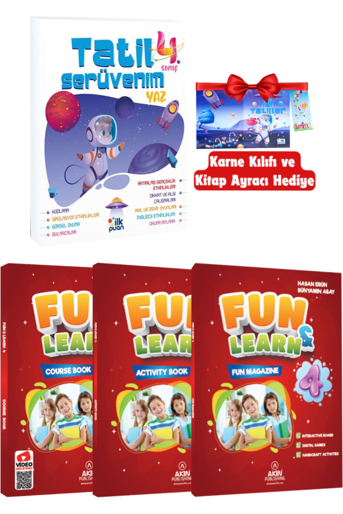 Altınpost Yayınları 4. Sınıf Yaz Tatil Kitabı+Fun&Learn İngilizce Seti (Course Book-Activity Book-Fun Magazine)+Hediye