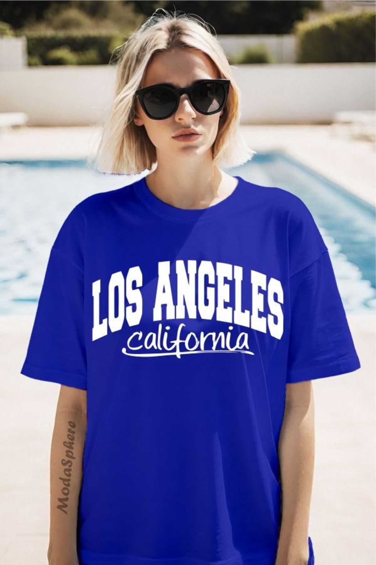 ModaSphere LOS ANGELES Baskılı Unisex Oversize Tişört
