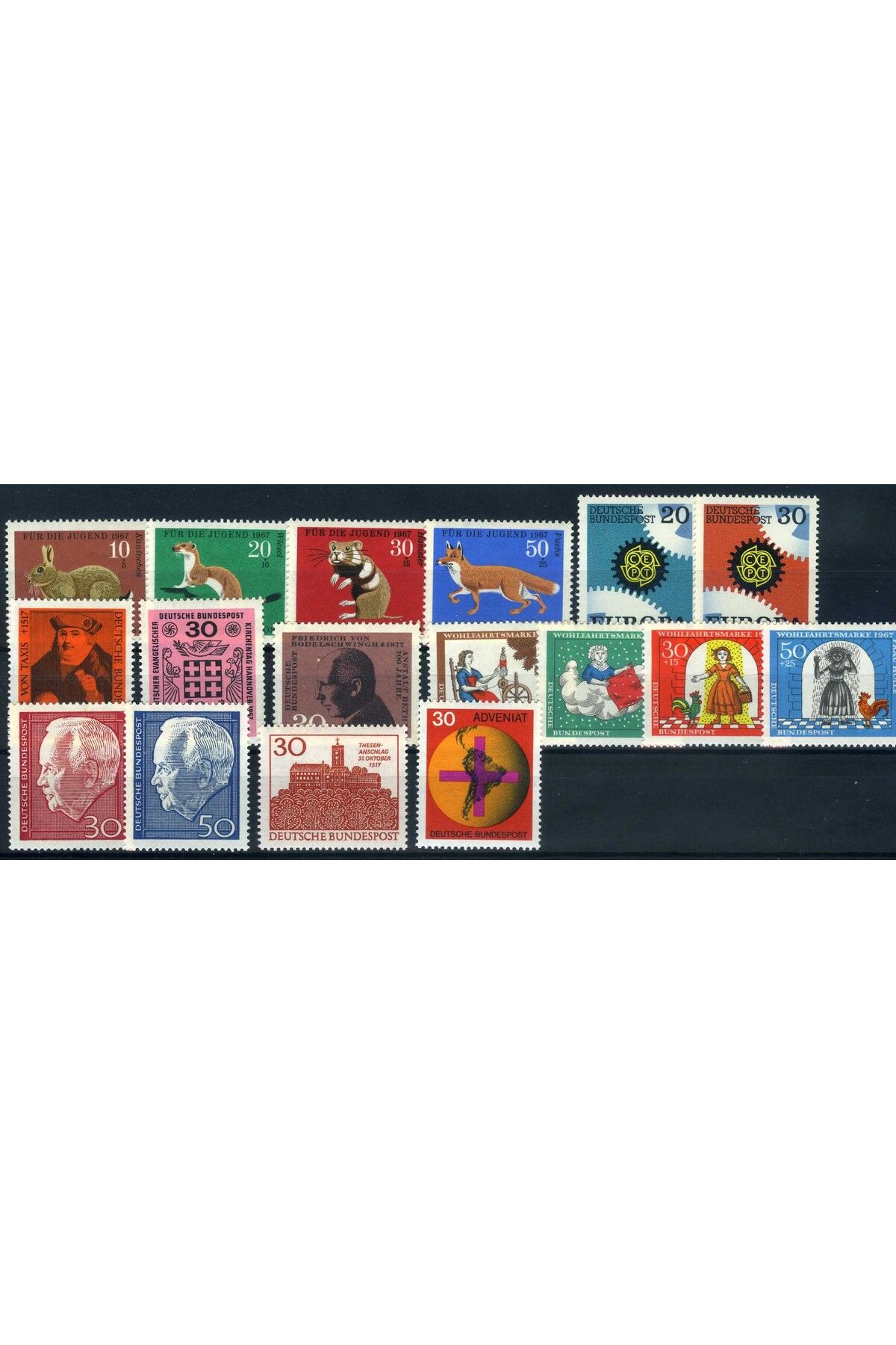 Jupiter Stamps Koleksiyon Pulları,Almanya 1967 Yıl Takımı,Damgasız Pullar-Konsept Hediyelik,Hobiler,ASB-8817762543
