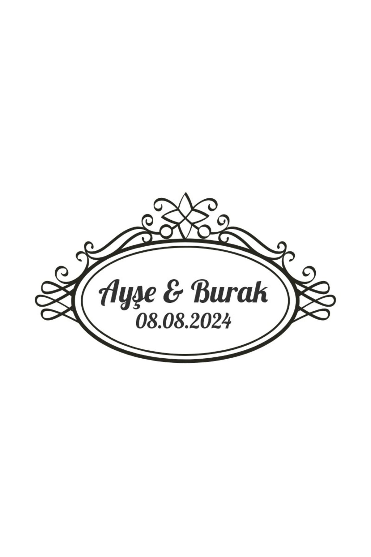 Reysa Tasarım Sade Çiçekli Altın Çelenk Etiketi Kına Nişan Düğün 3x3 cm özel etiket / 50 adet sticker