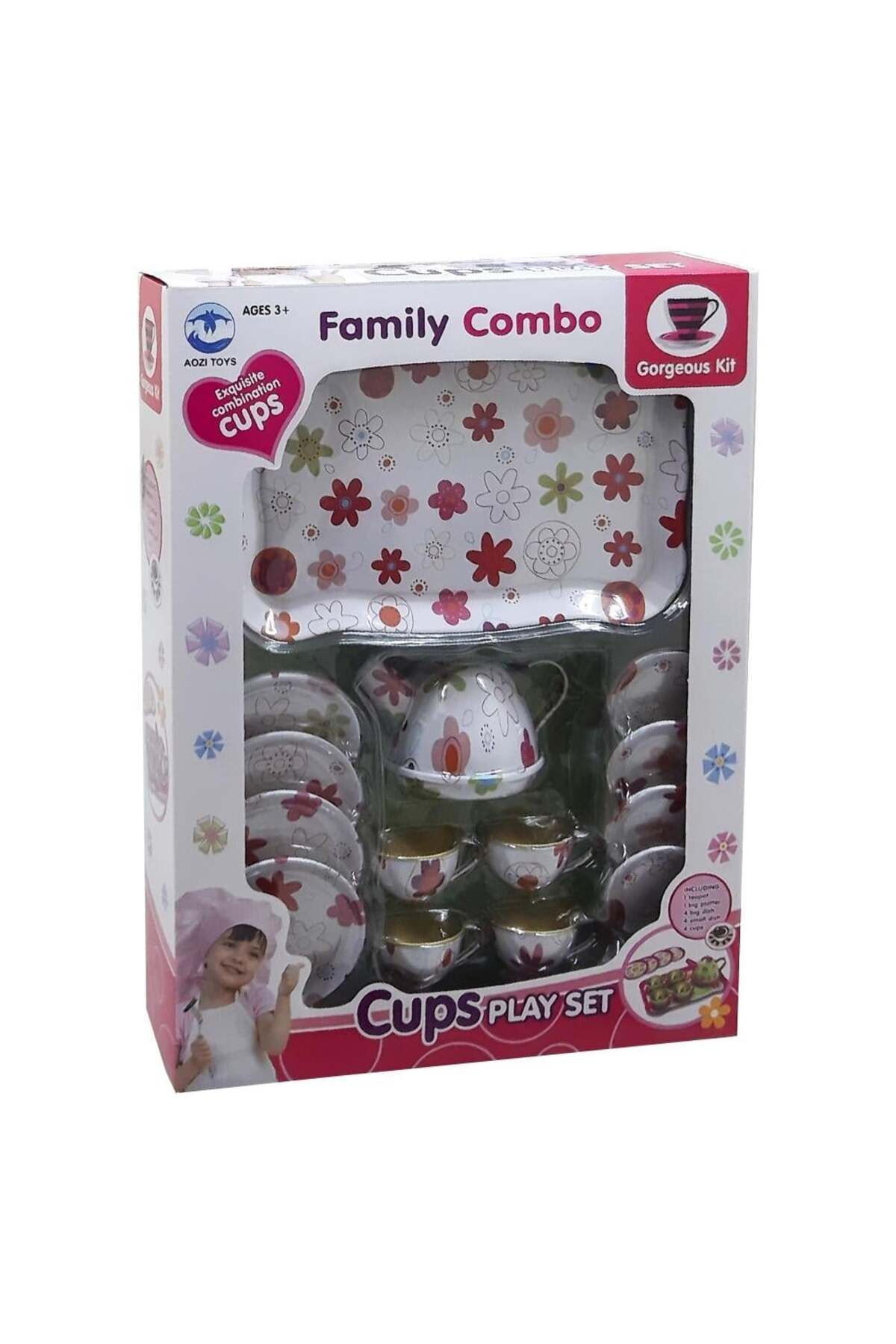 CanEm Oyuncak Metal Tepsili Çay Seti 9798-13