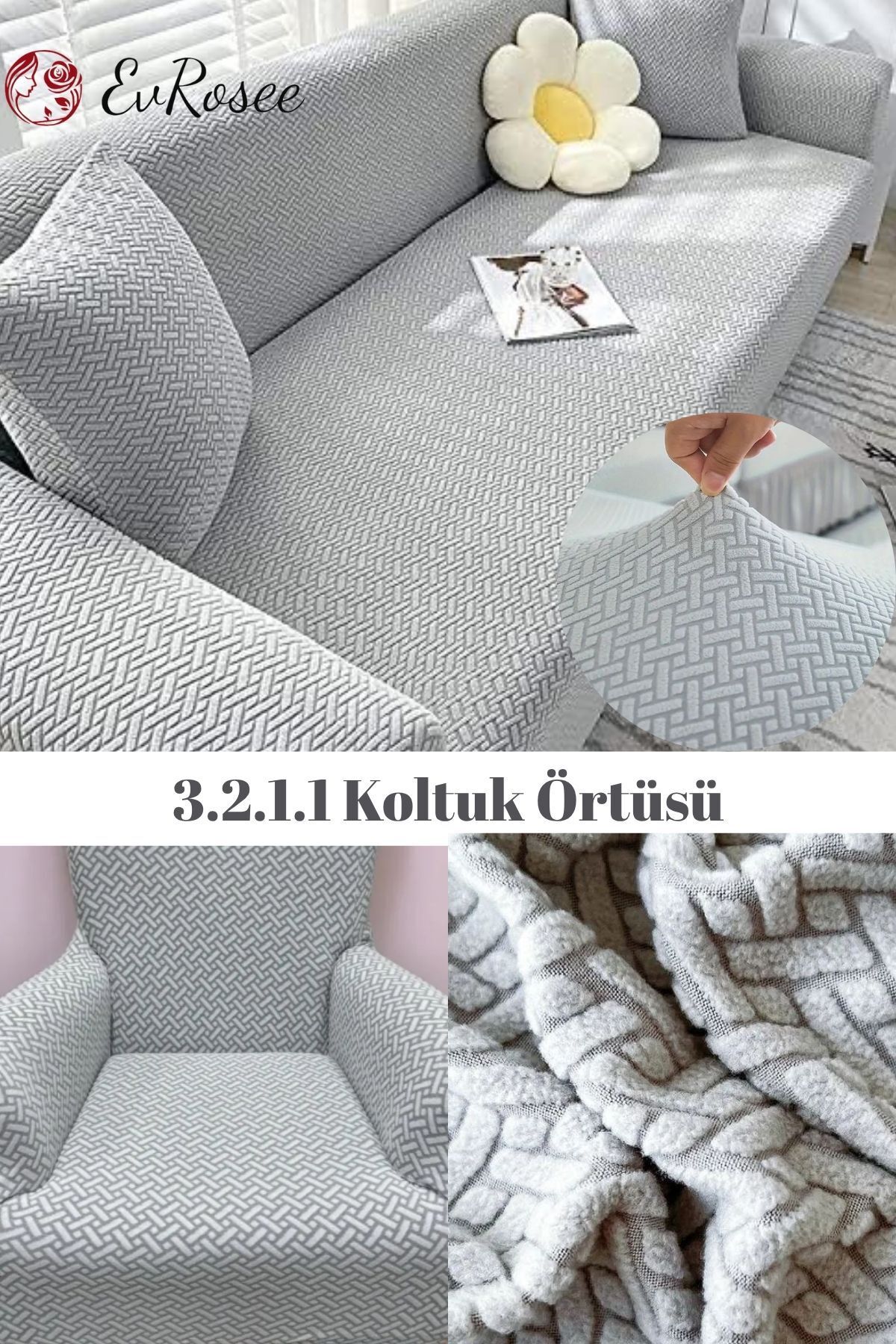 EvRosee Koltuk Kılıfı 3.2.1.1 Koltuk Örtüsü Koltuk Takımı Ev Tekstili Ürünü