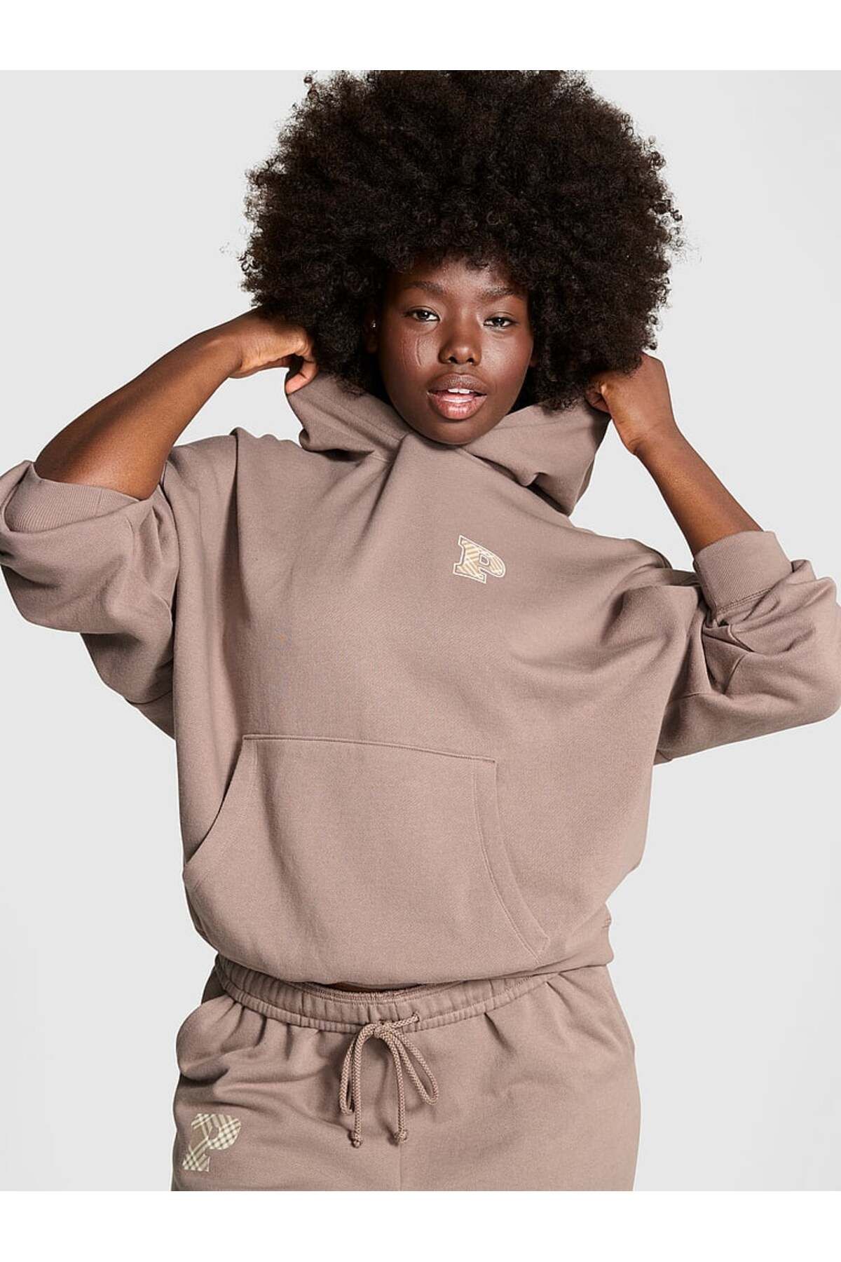 PINK Ivy Kampüs Polar Kapüşonlu Sweatshirt