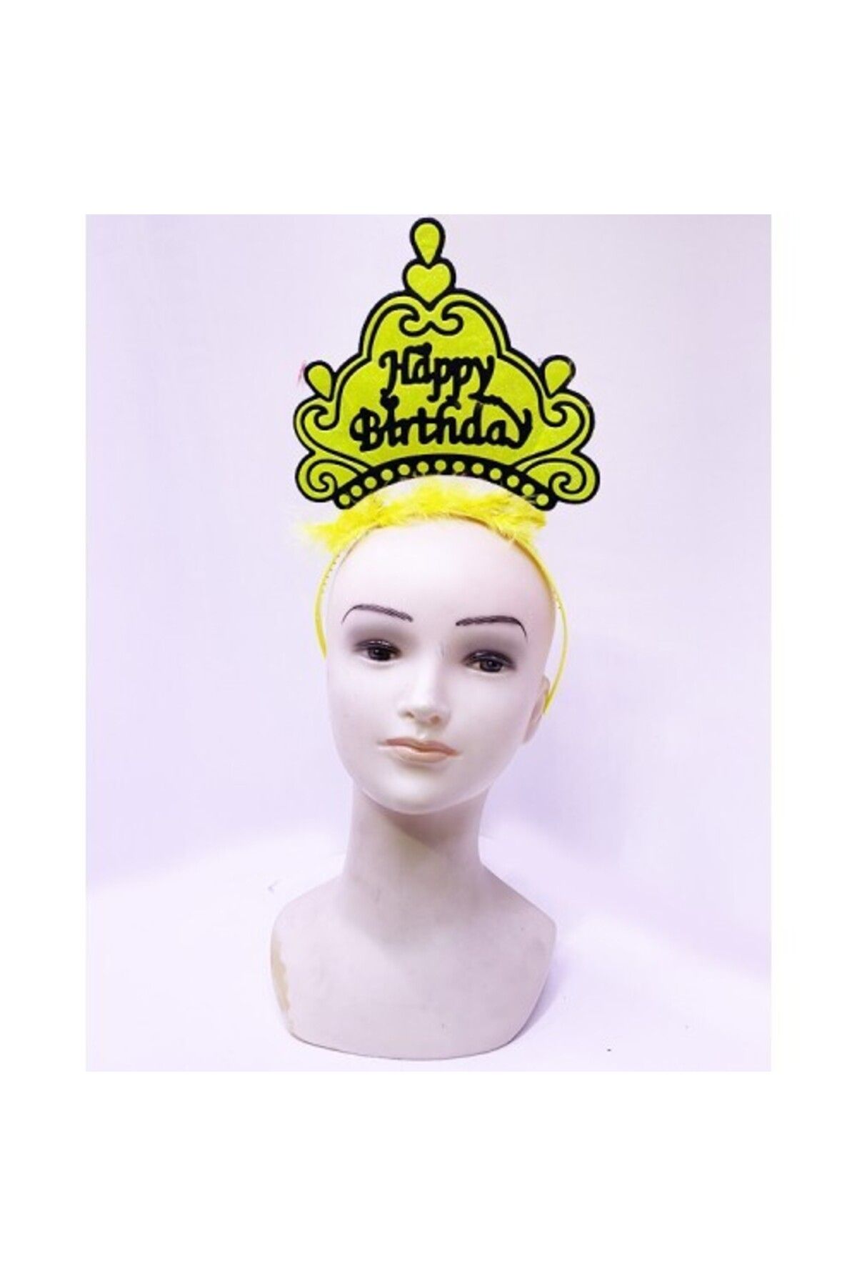 Vemora Happy Birthday Neon Sarı Taç