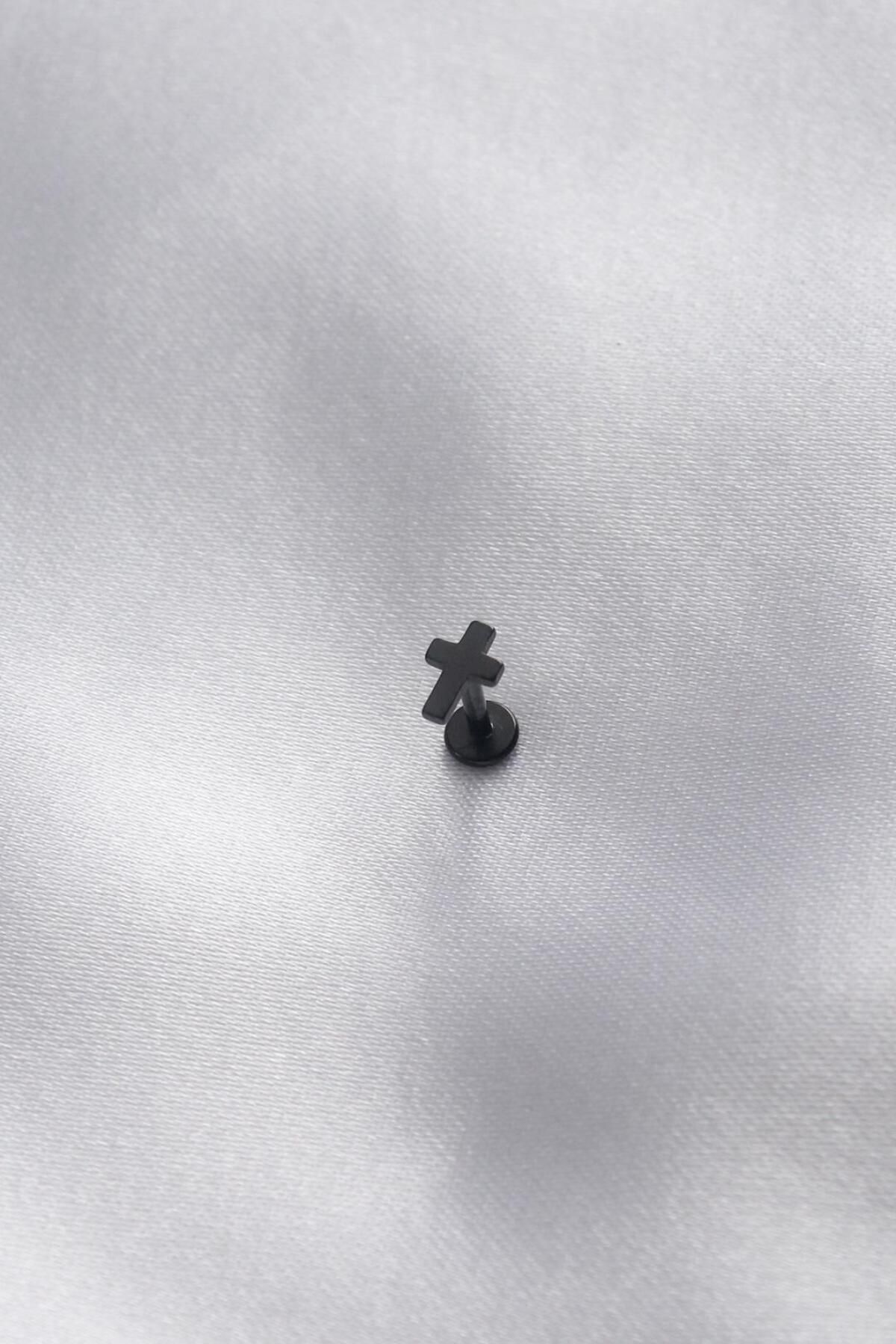 AfraBeauty 316L Cerrahi Çelik Siyah Renk Tragus Piercing