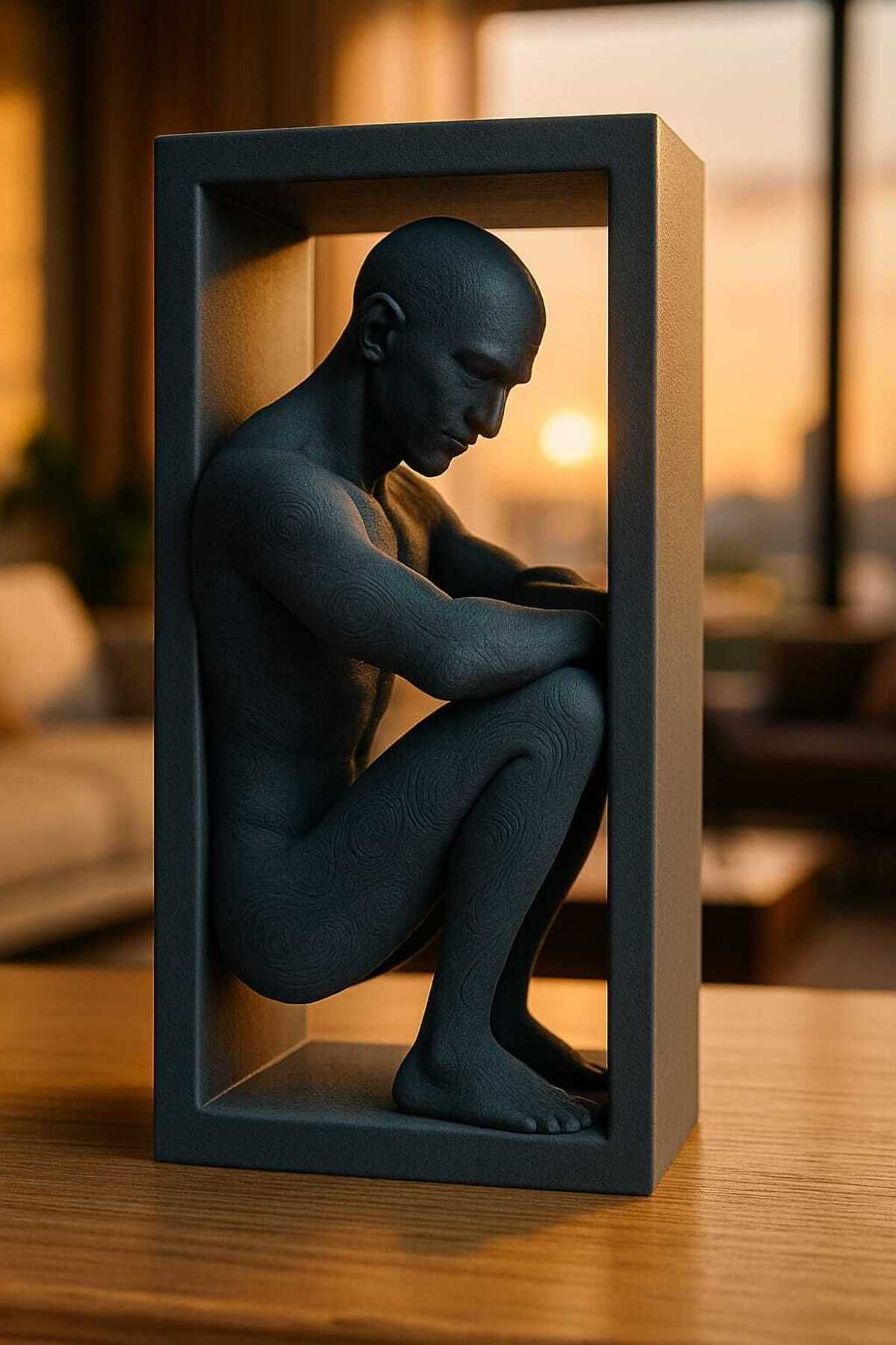 Elioure Modern 3D Erkek Heykeli, Sanat Dekoru, Özel Tasarım, Gri Renk