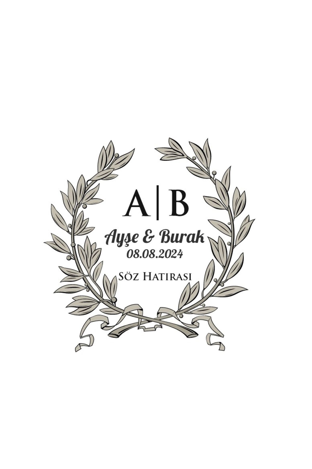 Reysa Tasarım Kış Meyveli Dikdörtgen Etiket Kına Nişan Düğün 3x3 cm özel etiket / 50 adet sticker