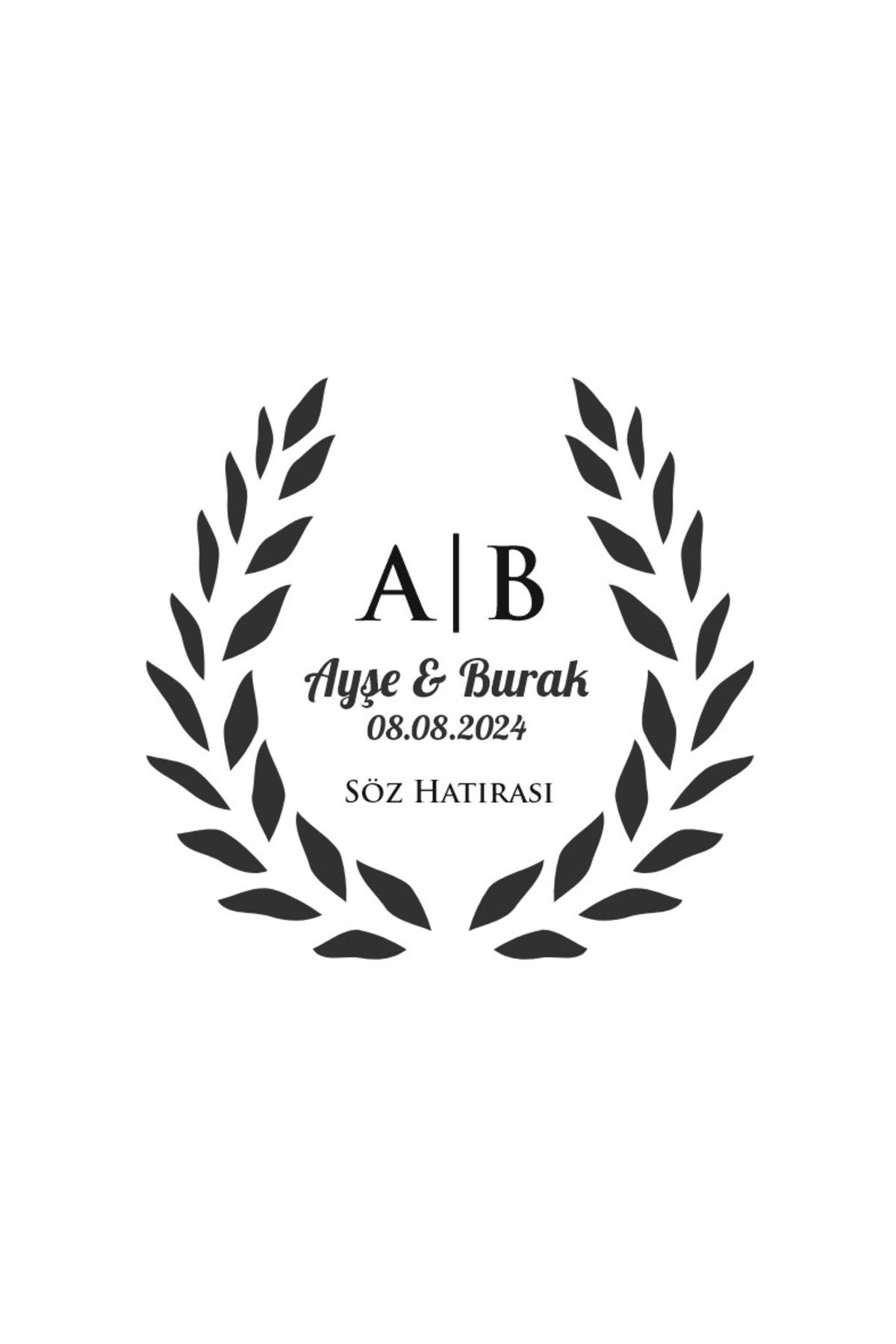 Reysa Tasarım Kozalaklı ve Yapraklı Oval Etiket Kına Nişan Düğün 3x3 cm özel etiket / 50 adet sticker