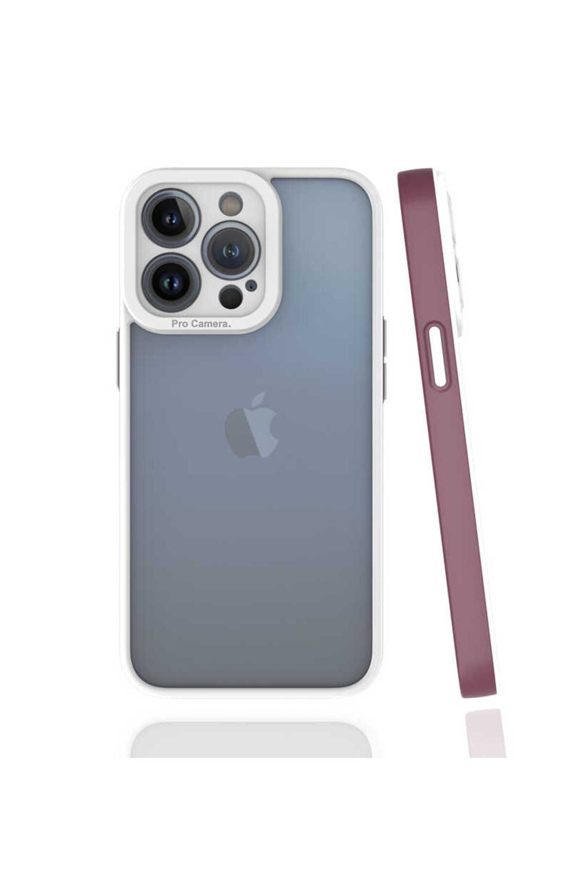 halkhouse Apple iPhone 13 Pro Kılıf Kamera Korumalı Renkli Çerçeveli Esnek Sert Silikon Mima Kapak