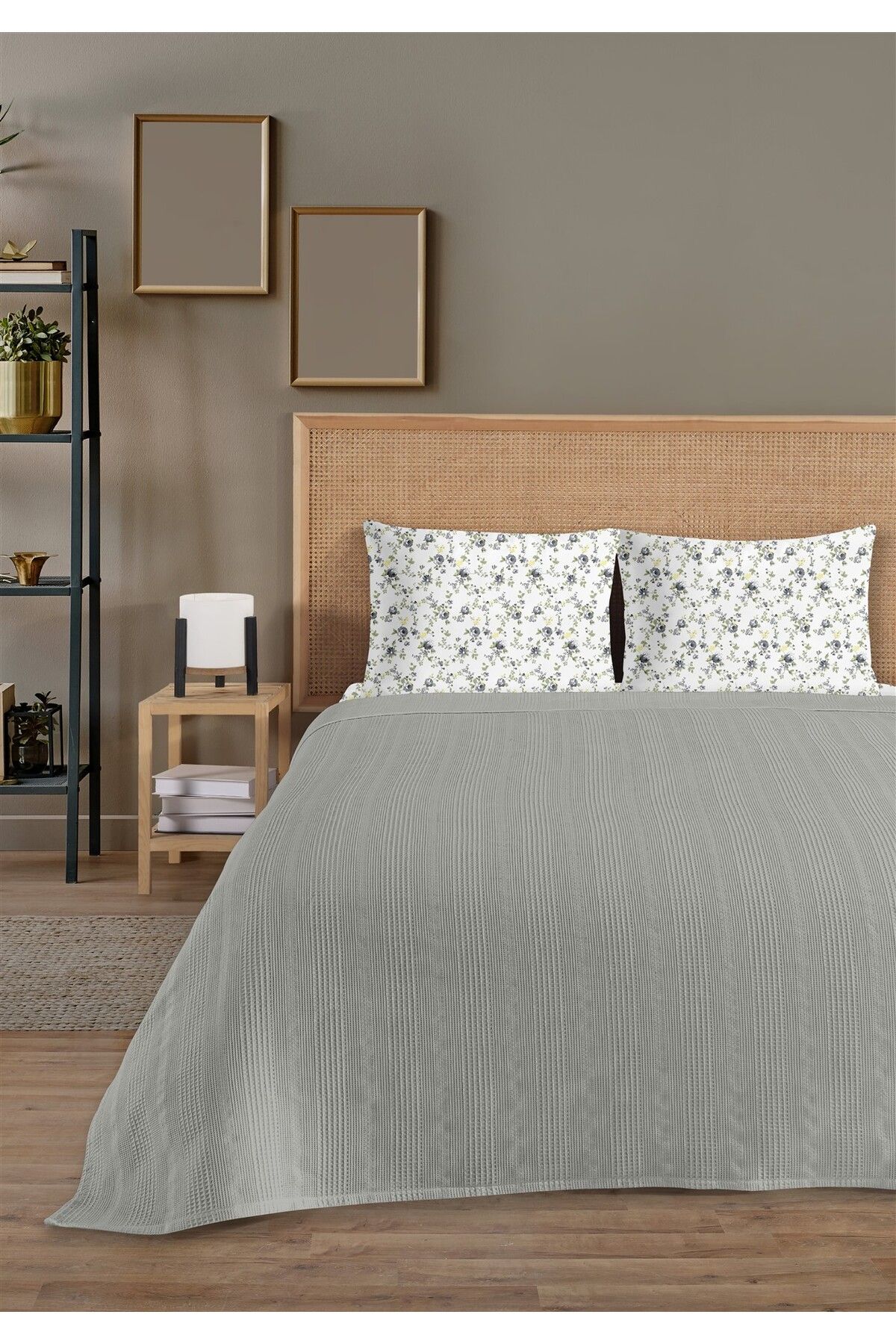 Evim %100 Pamuk Exclusive Koyu Gri Tek Kişilik Pike Takımı 160 x 230 cm