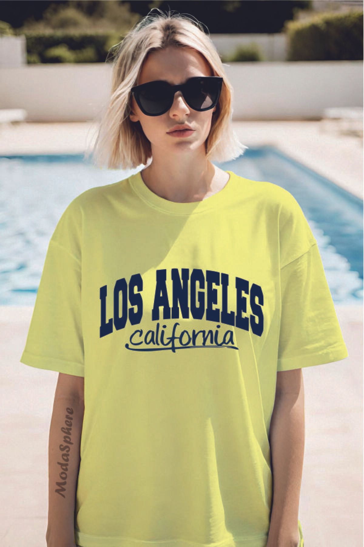 ModaSphere LOS ANGELES Baskılı Unisex Oversize Tişört