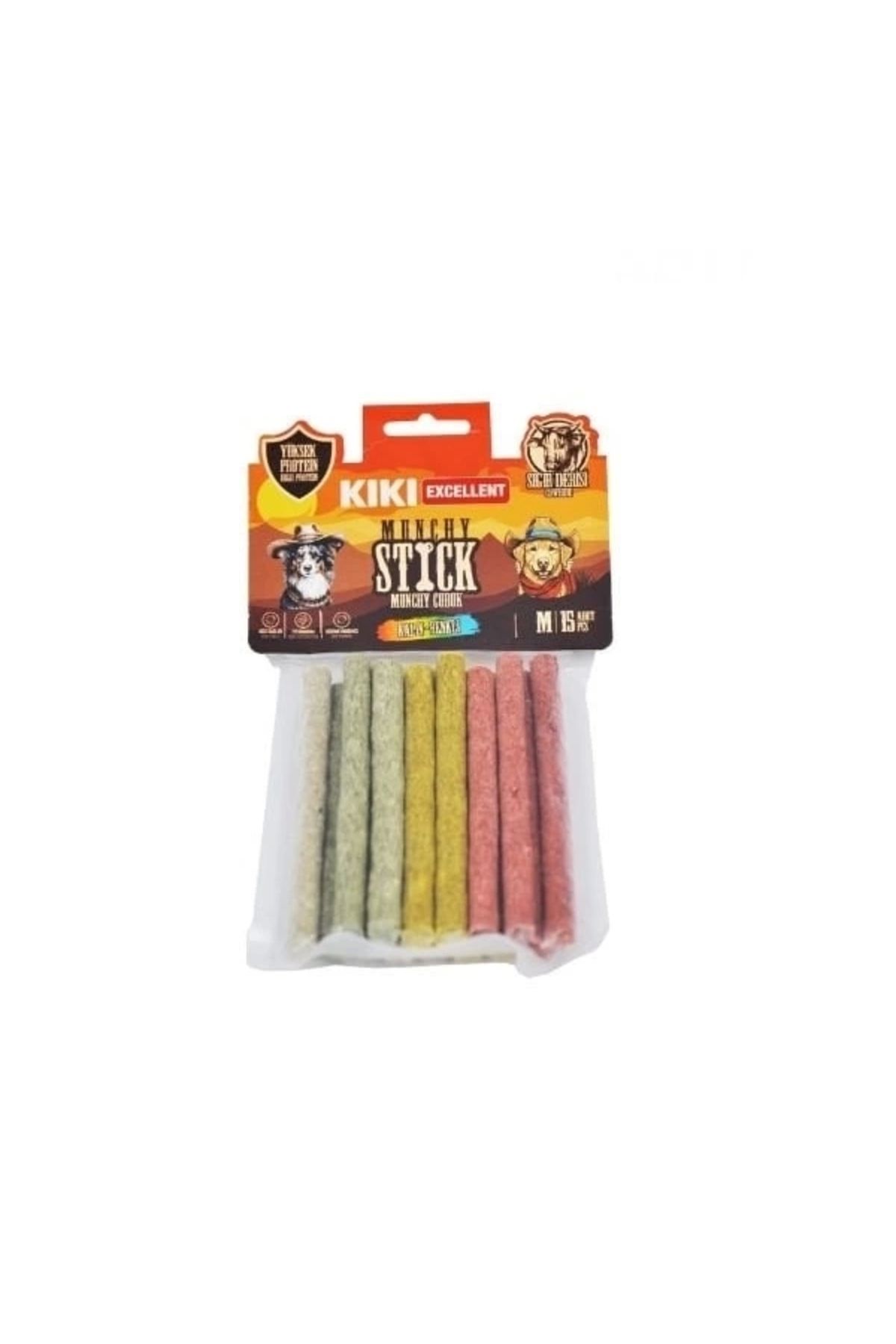 Generic Kiki Excellent Kalın Munchy Sığır Derisinden Çubuk Kemik Köpek Ödülü 15 Adet Renkli