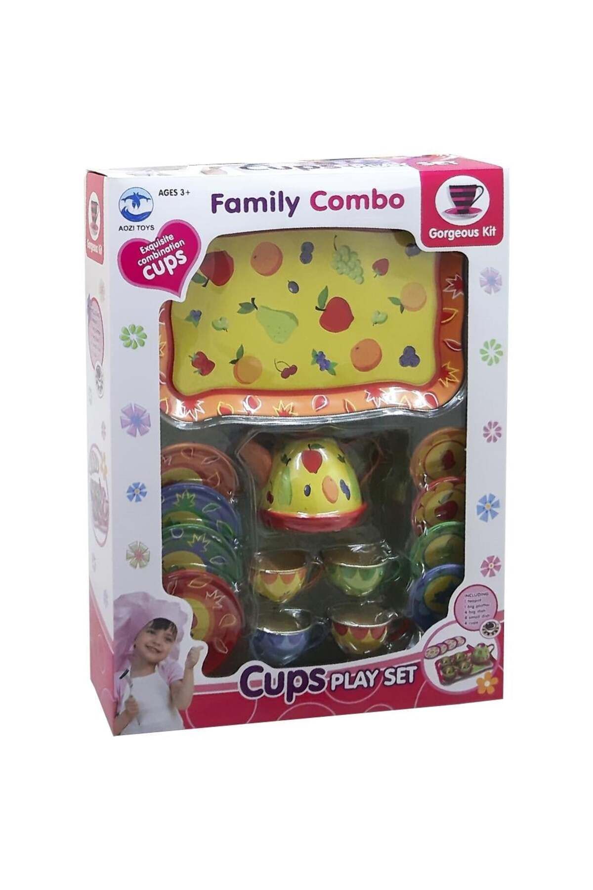 CanEm Oyuncak Metal Tepsili Çay Seti 9798-11