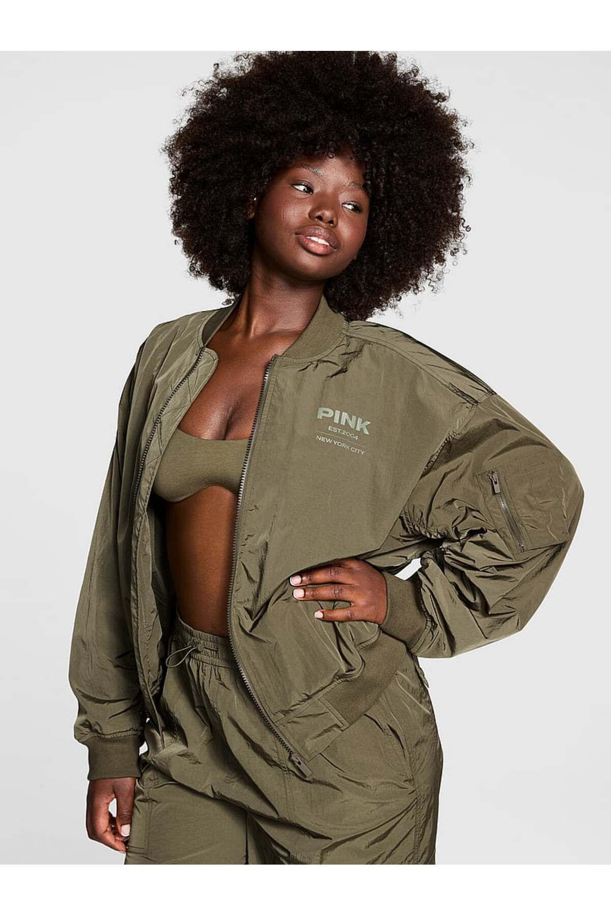 PINK Paraşüt Saten Bomber Ceket