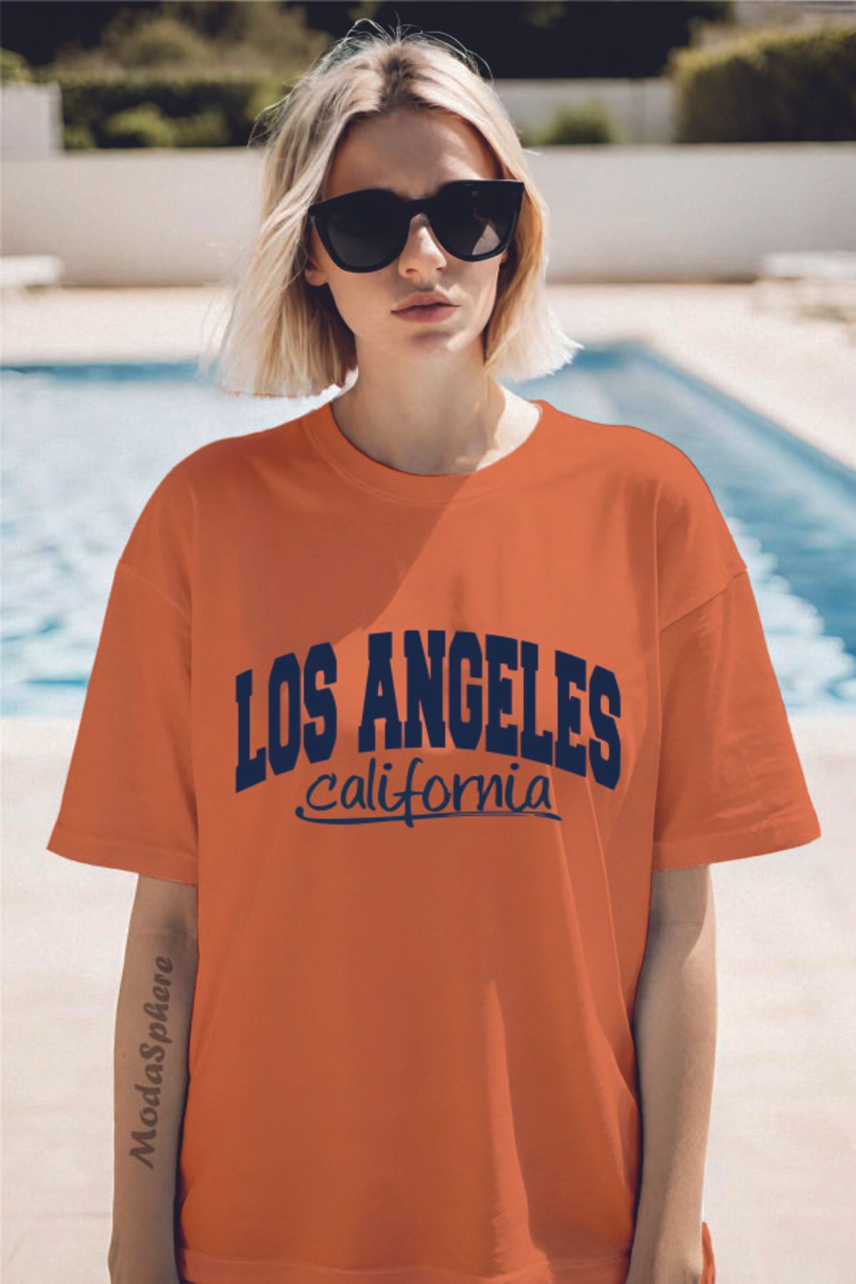 ModaSphere LOS ANGELES Baskılı Unisex Oversize Tişört