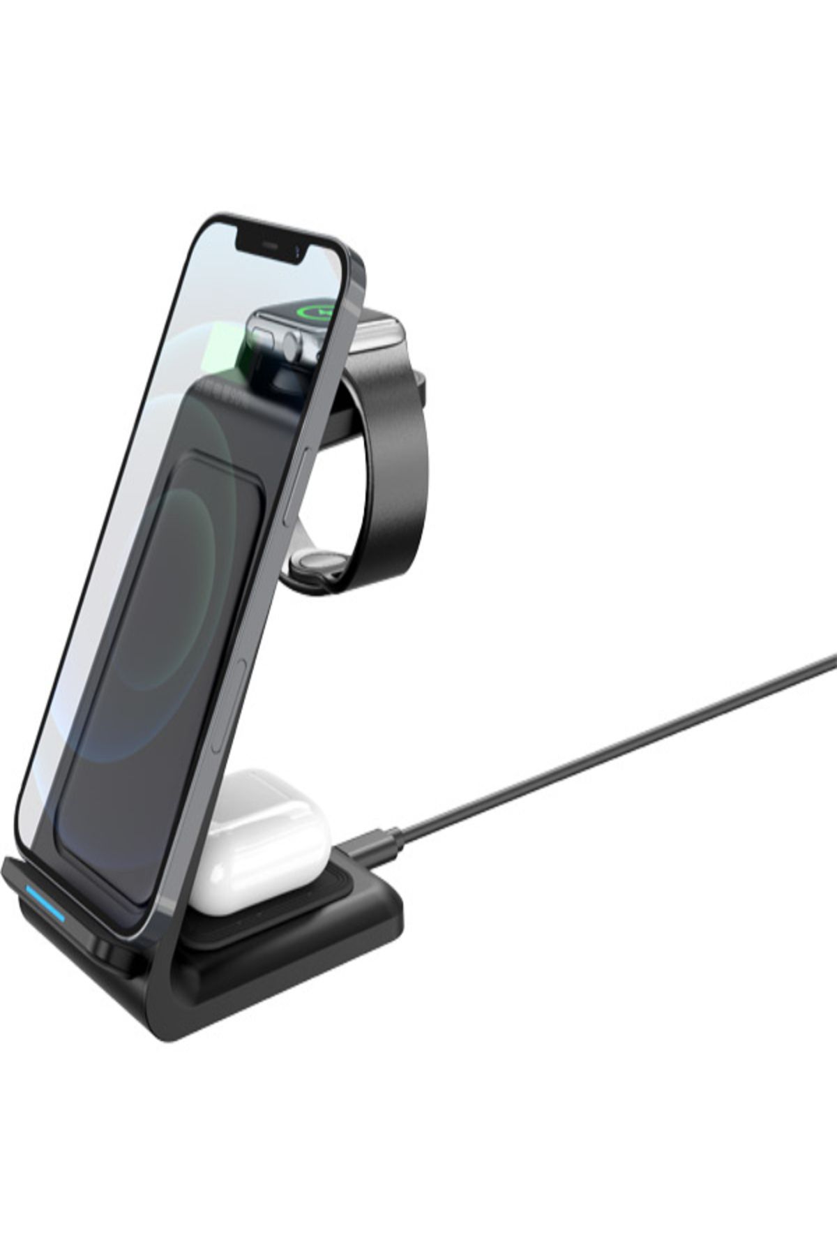 Charge Plus WİRELESSLI TEMASSIZ TELEFON STANDI. 3'Ü BİR ARADA. 15W. TÜM WİRELESS CİHAZLARA UYUMLUDUR.