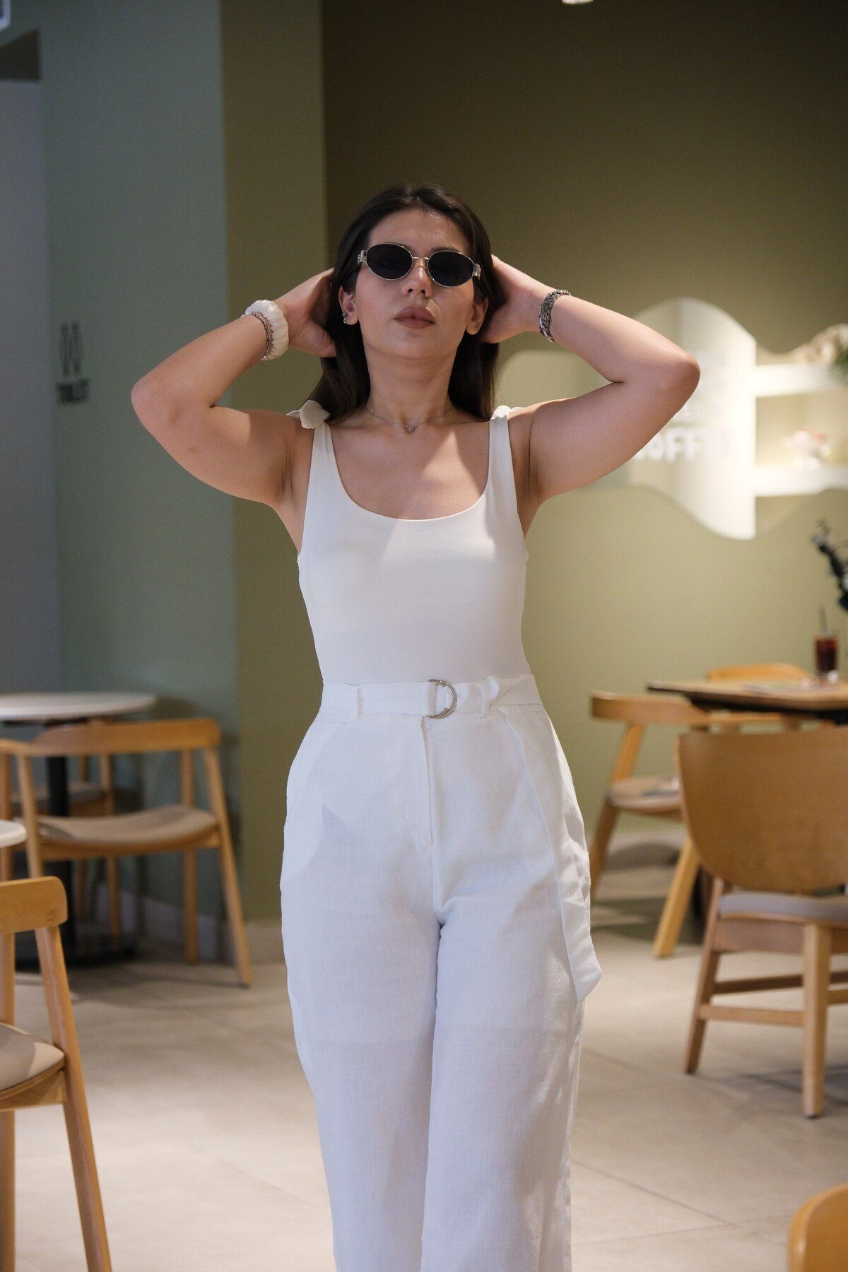 Wearshai Beyaz Askılı Bağlamalı Bodysuit - Yazlık Basic Body Kadın