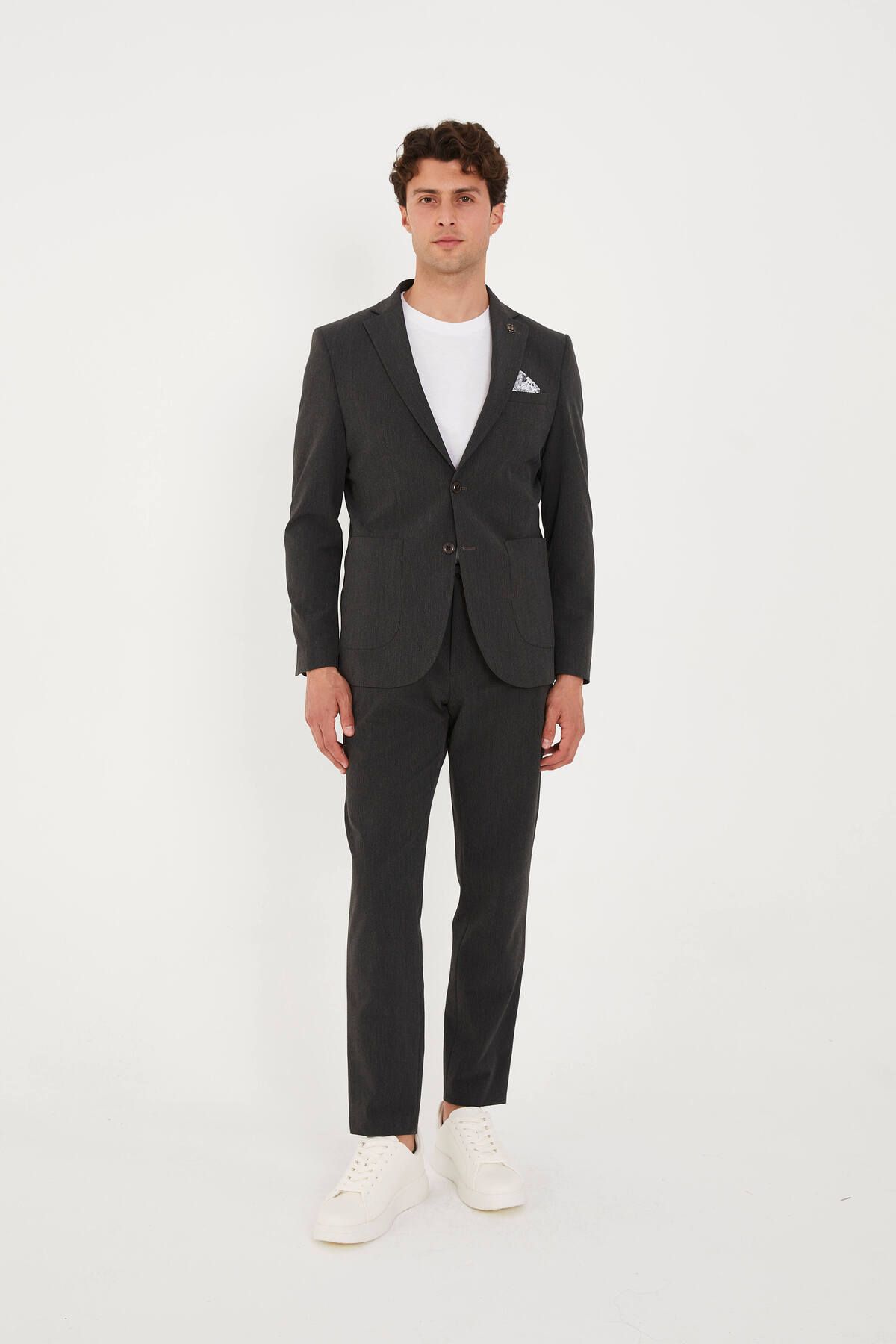 The Tailor Classics İnce Çizgili Çift Yırtmaçlı takım Elbise