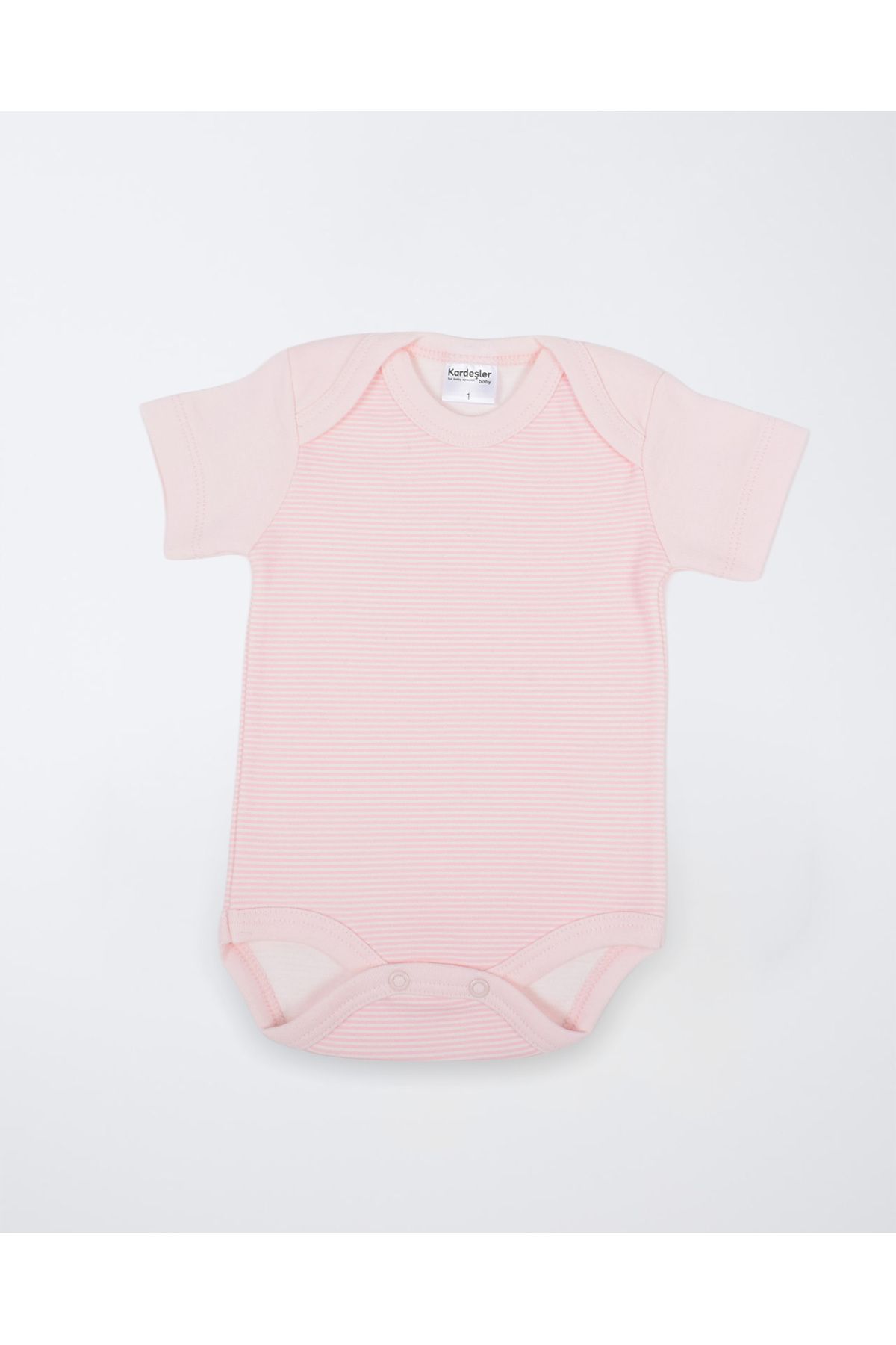 Emsun Kız Bebek Yarım Kol Pembe Çizgili Çıtçıt Body - 0-3 Ay (56-62cm)