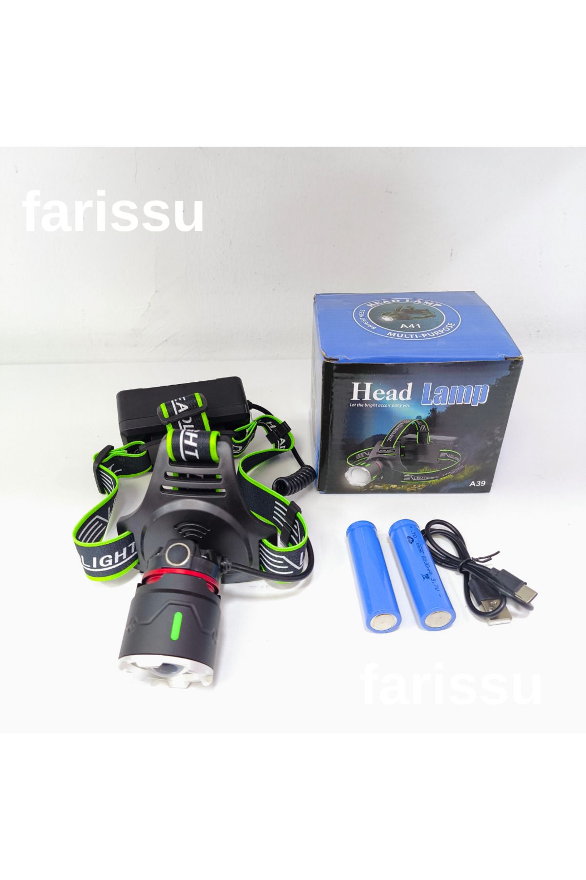 farissu Zoomlu LED El Feneri | 5000+ Lümen | 2x18650 Pil | 1000m Menzil | 5 Işık Modu | IP55 Su Geçirmez