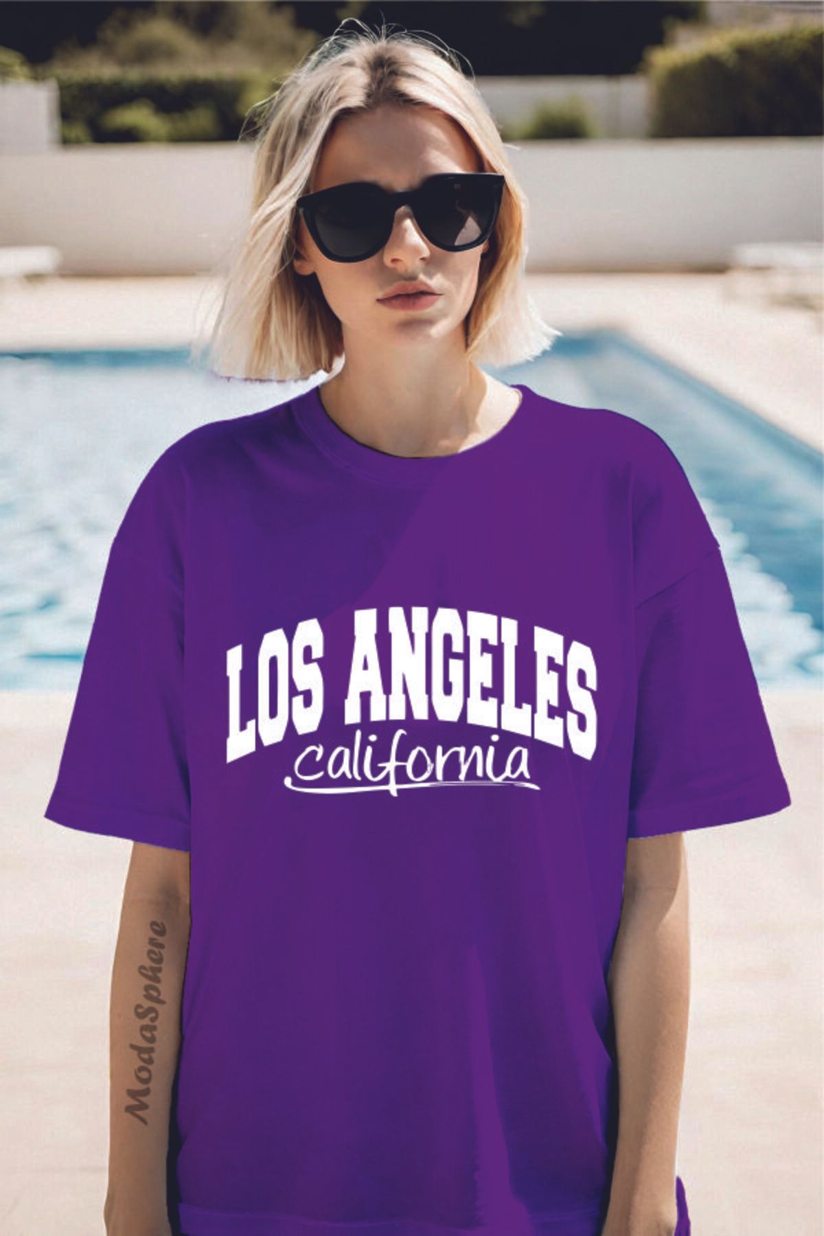 ModaSphere LOS ANGELES Baskılı Unisex Oversize Tişört