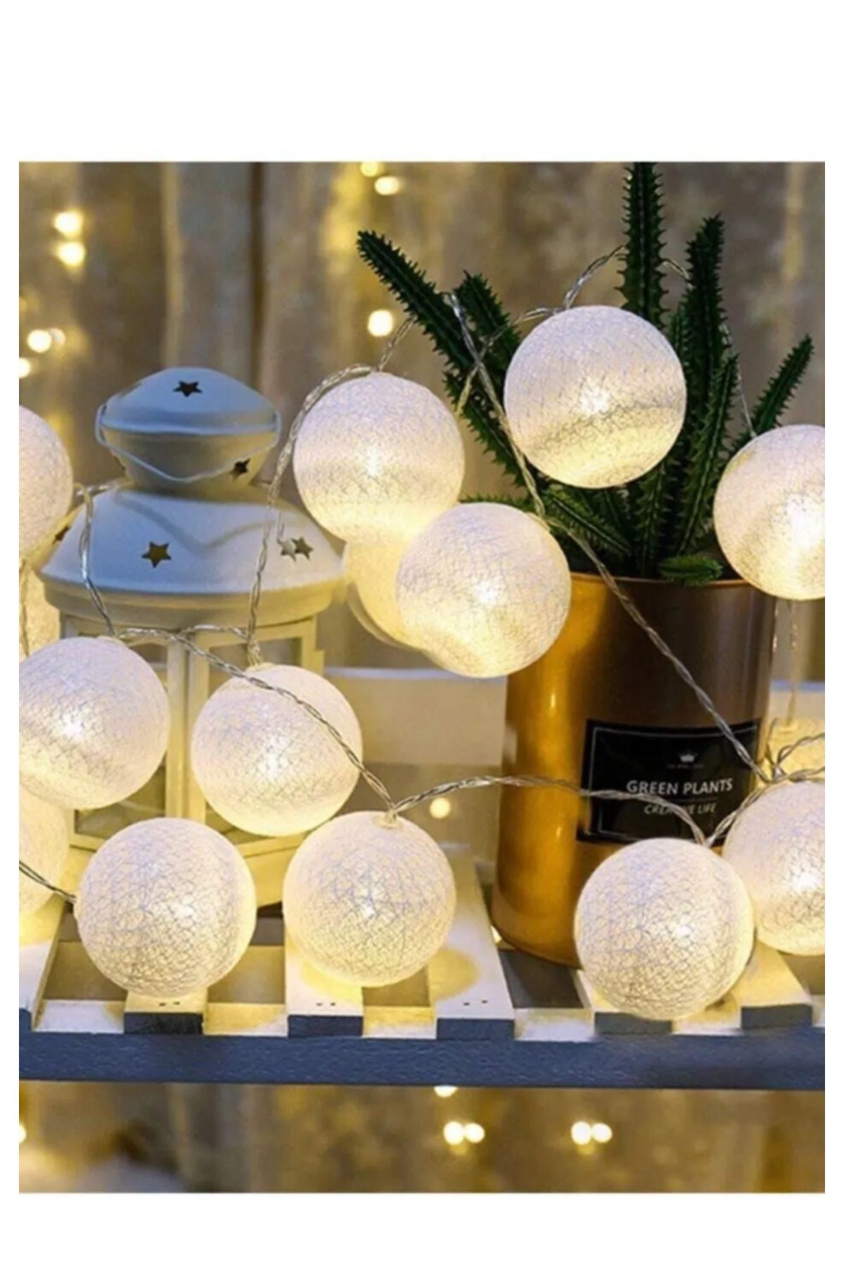 electroawm Kristal Top Led Işık 3 Metre 20 Ledli Pilli Şeffaf Kablolu Gün Işığı Dekoratif Aydınlatma