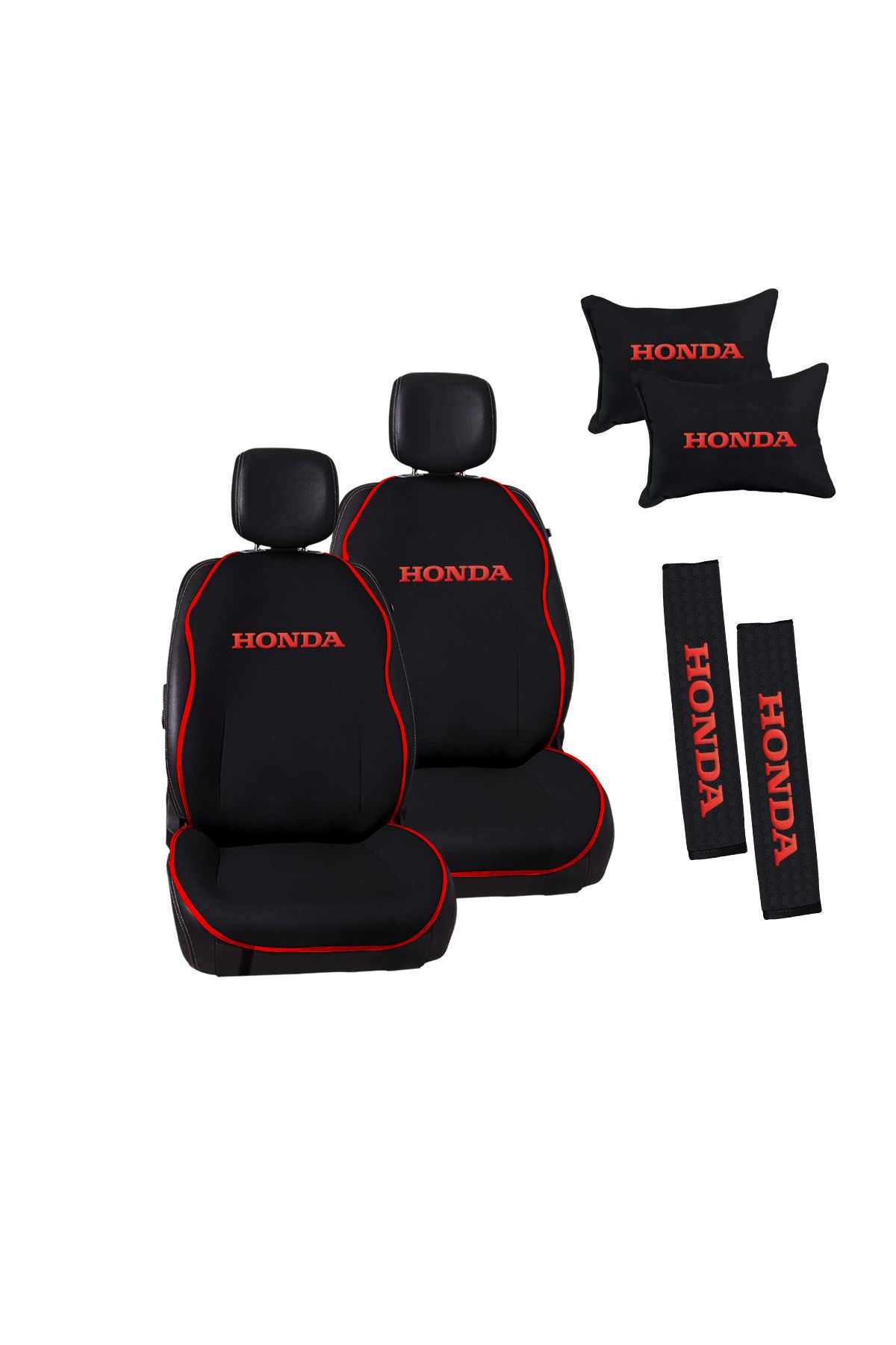 otomind Kırmızı Biyeli Kırmızı Honda Nakışlı Dokuma Oto Minder ve Konfor Seti
